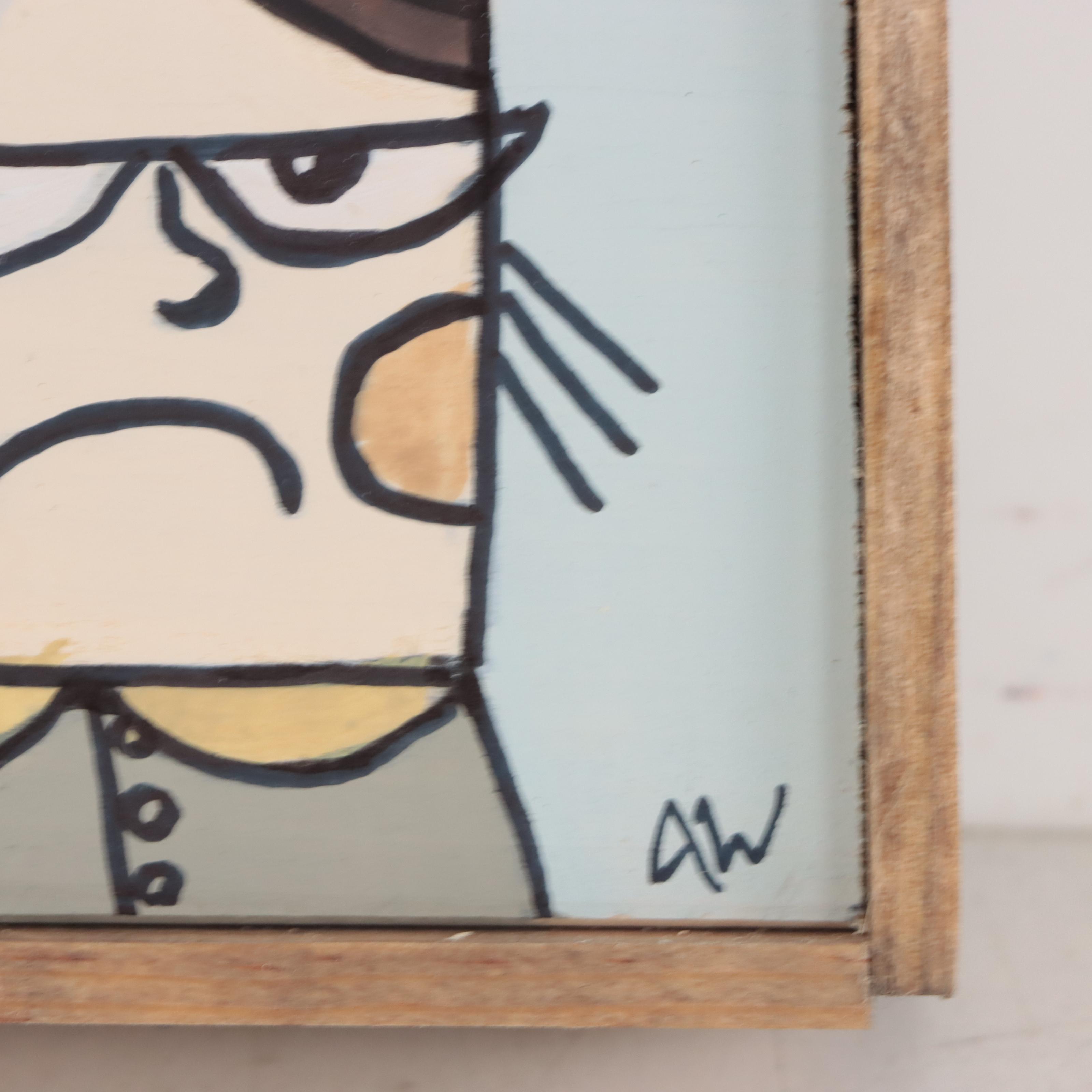 Aaron Wooten Portrait Mixed Media Painting "Lucy," 2022