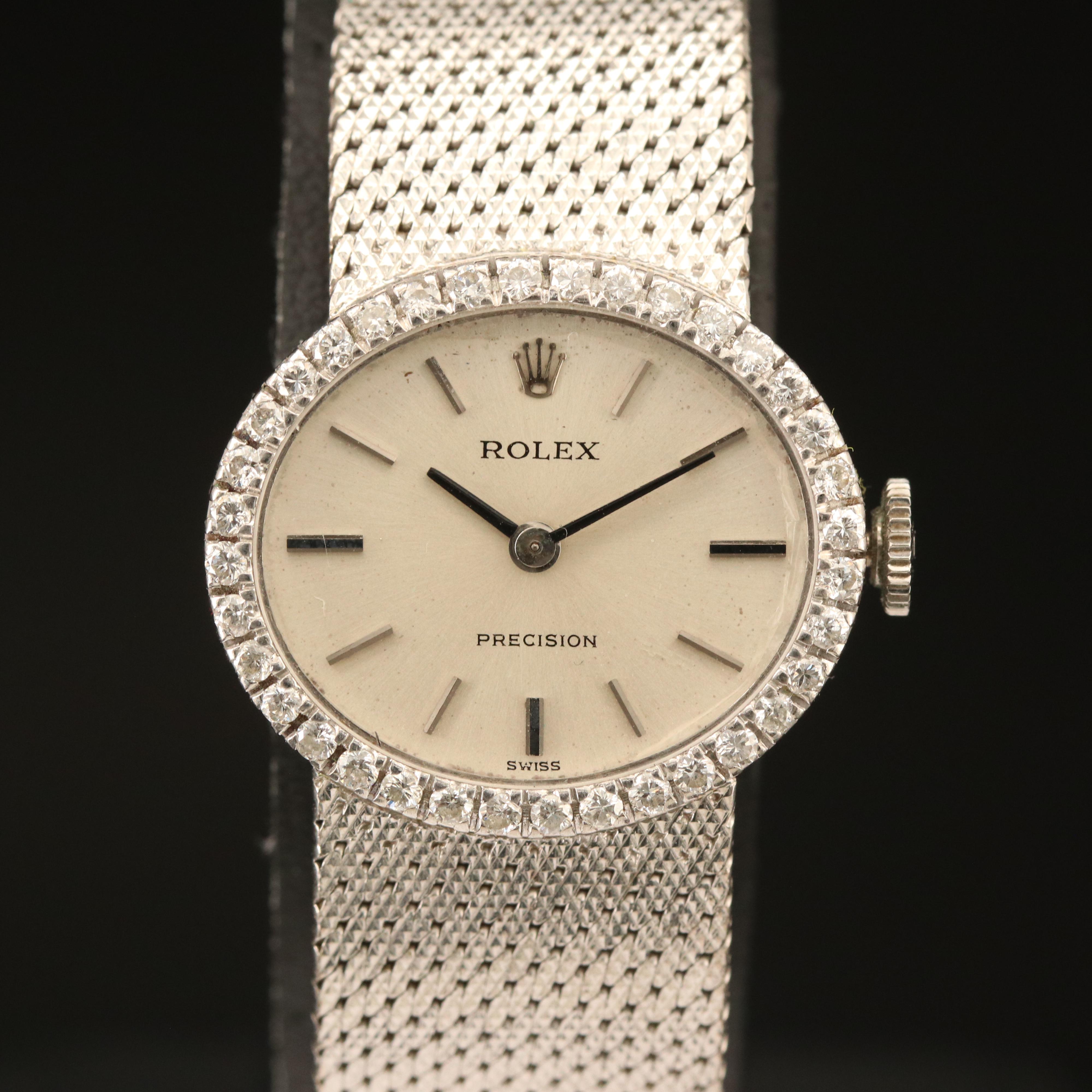 Vintage Rolex Precision 18K Diamond Watch