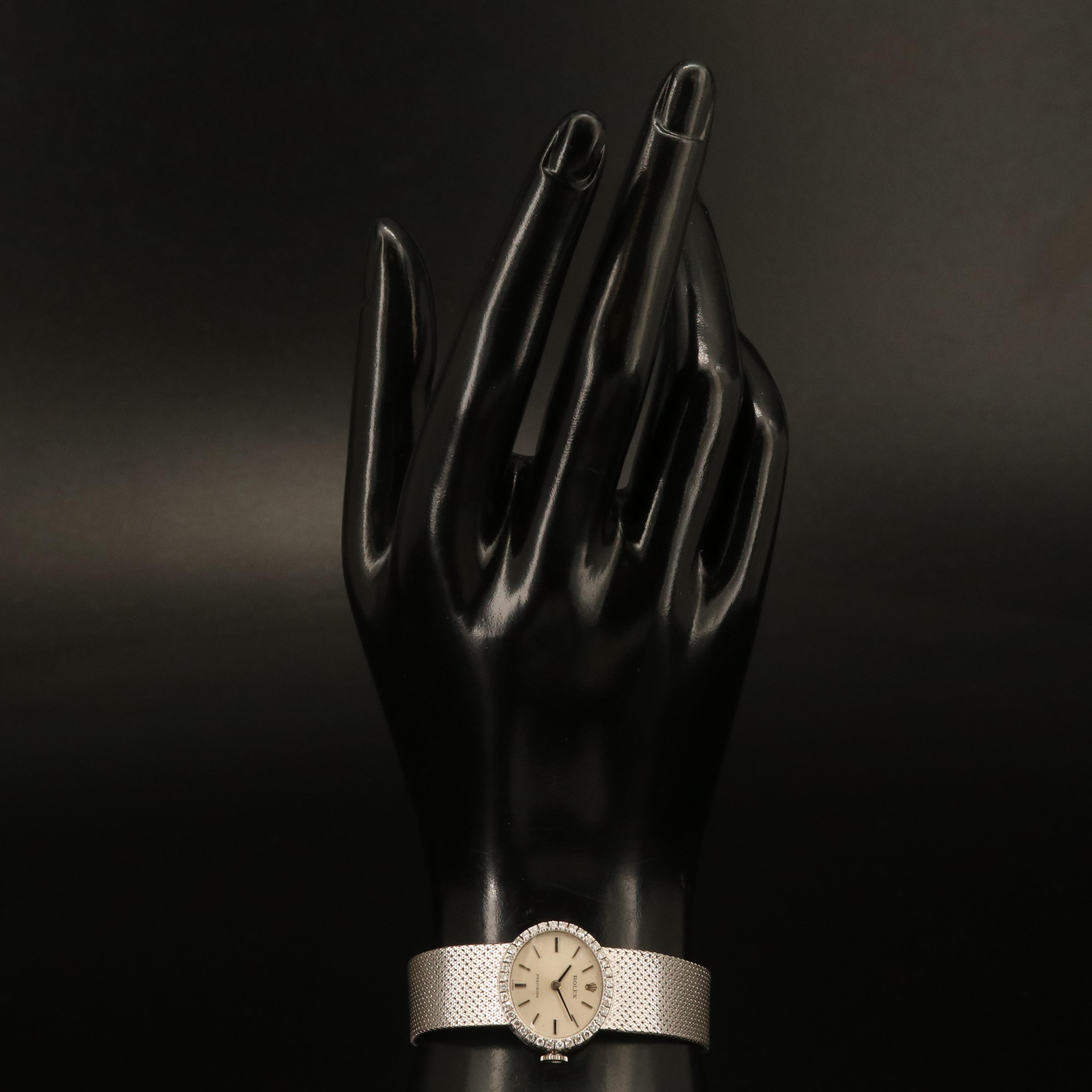 Vintage Rolex Precision 18K Diamond Watch