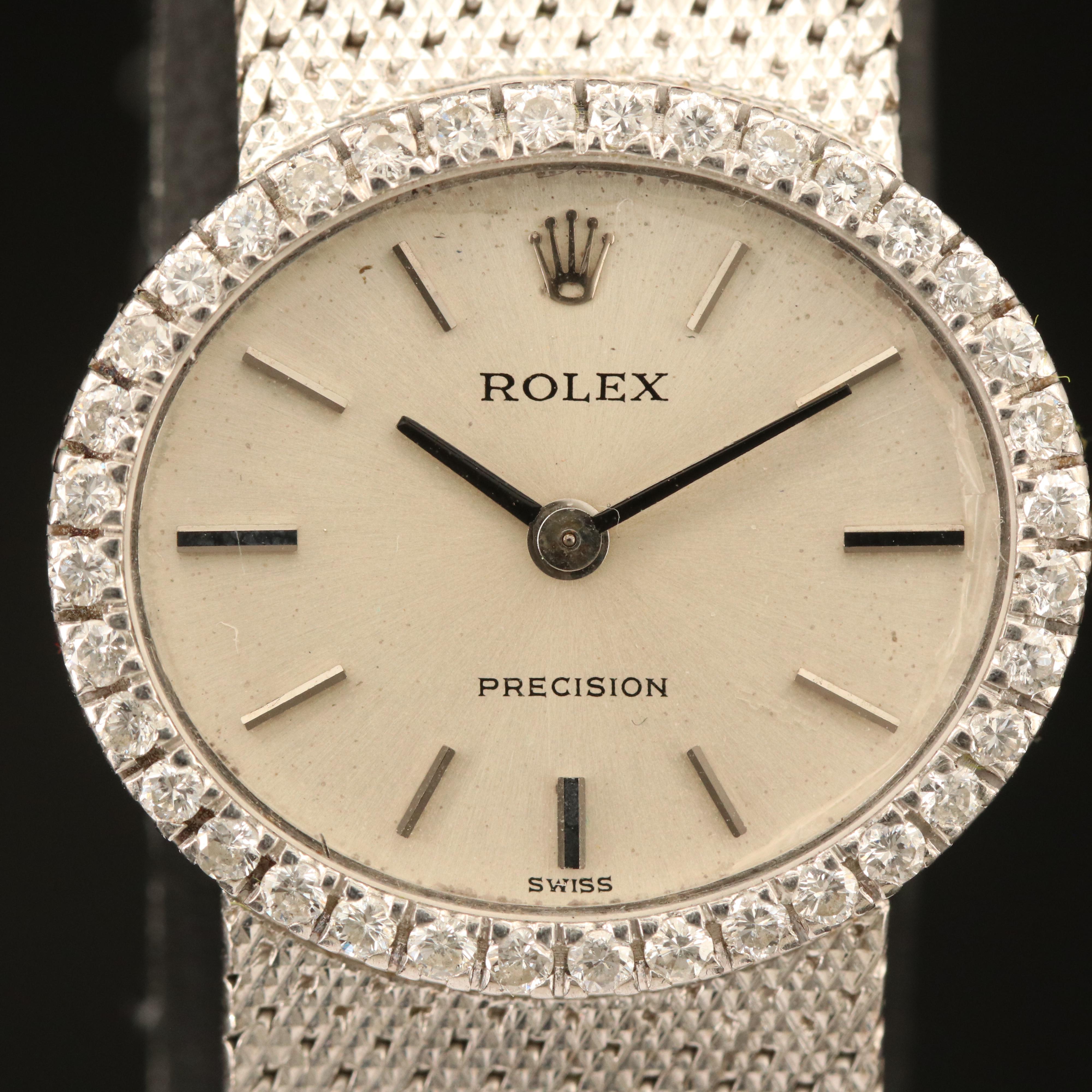 Vintage Rolex Precision 18K Diamond Watch