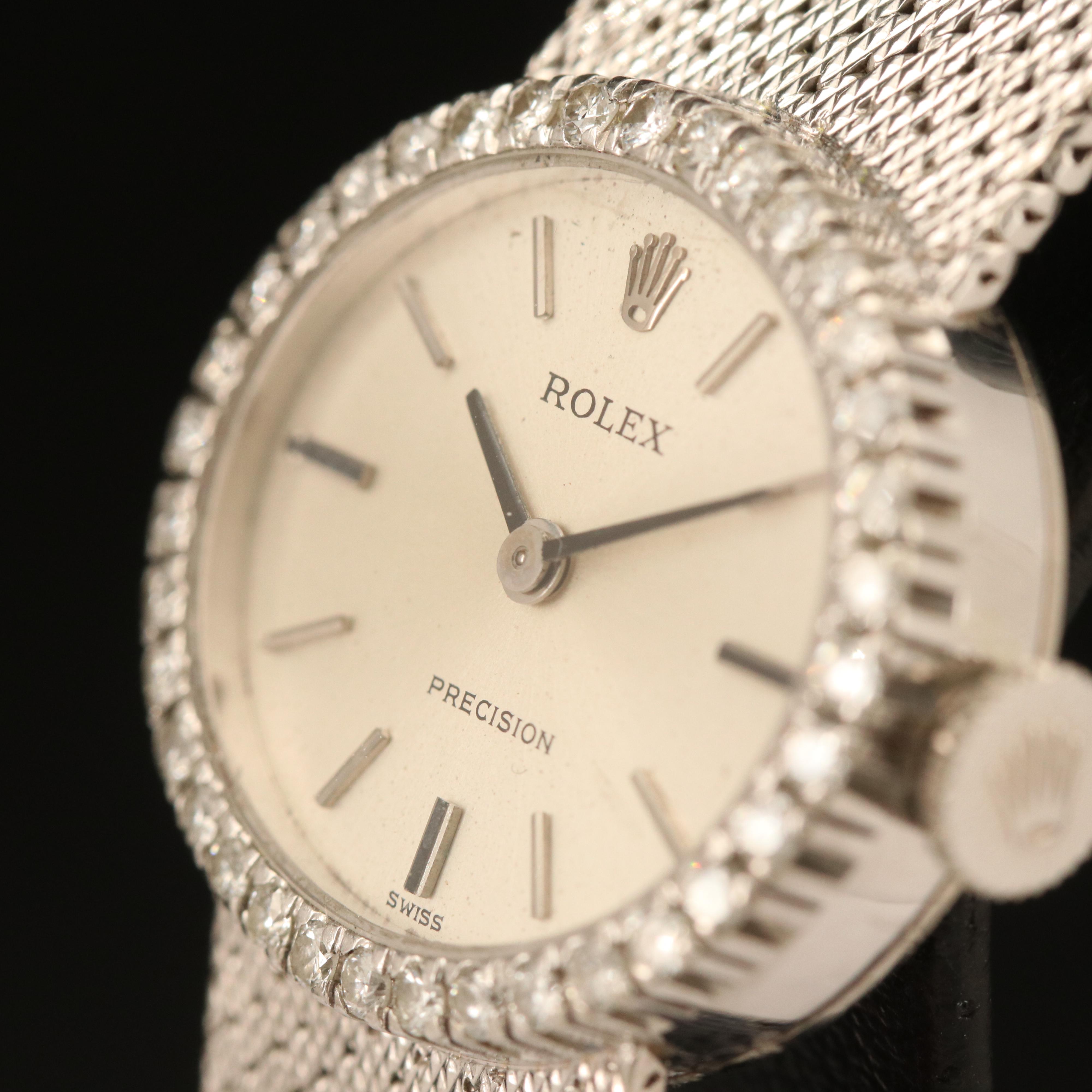 Vintage Rolex Precision 18K Diamond Watch