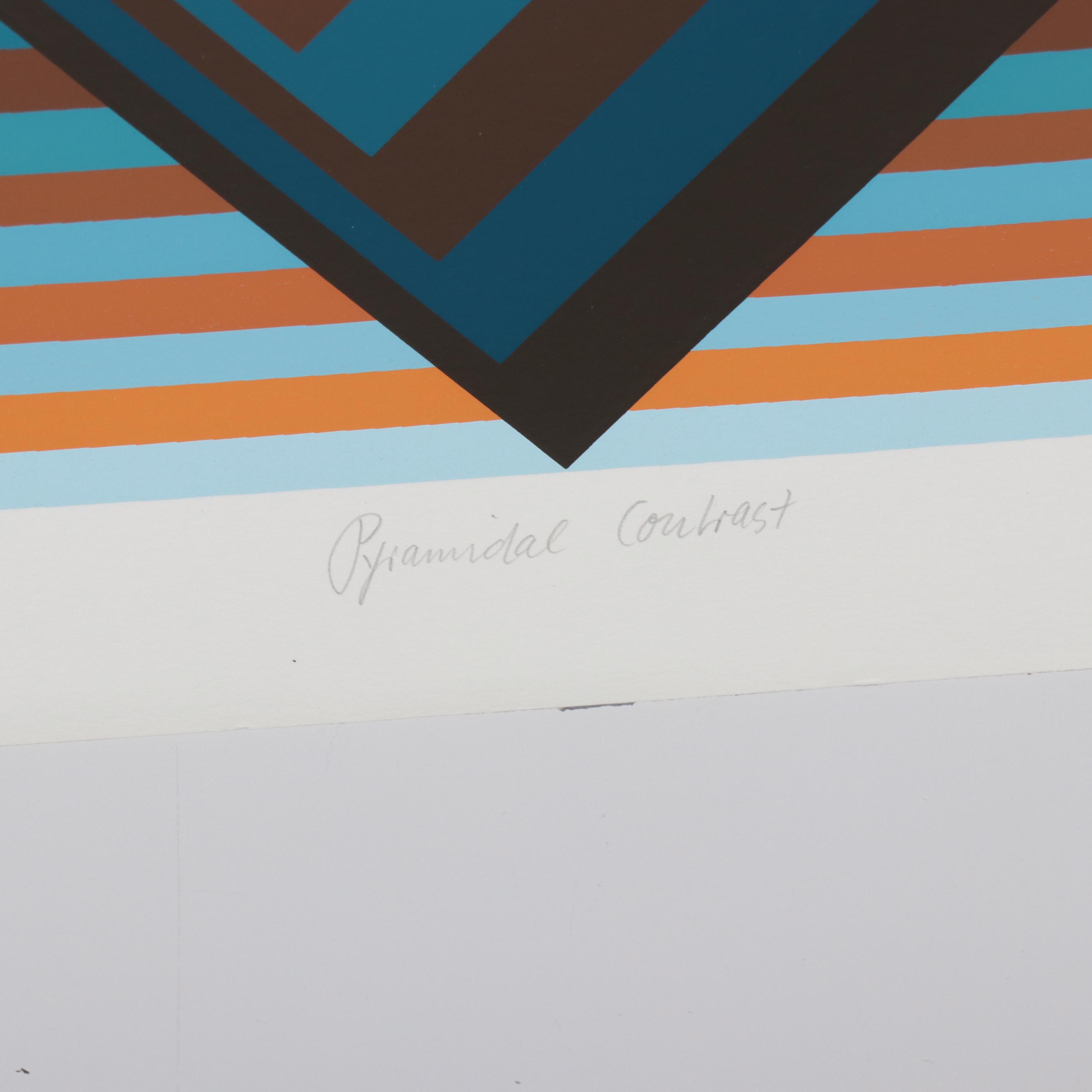 Jurgen Peters Op Art Serigraph "Pyramidal Contrast," 1981