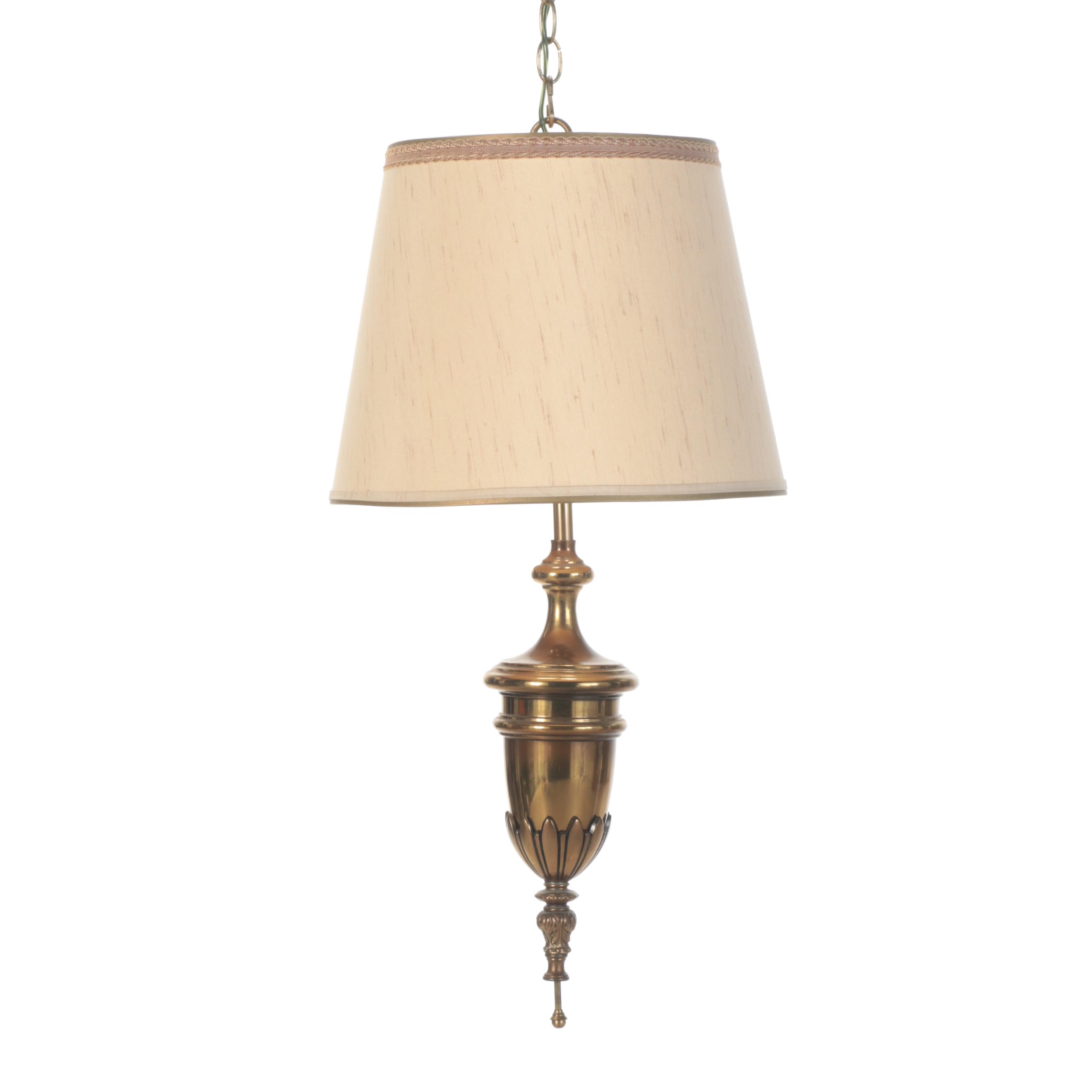 Brass Pendant Swag Light, Mid-20th Century