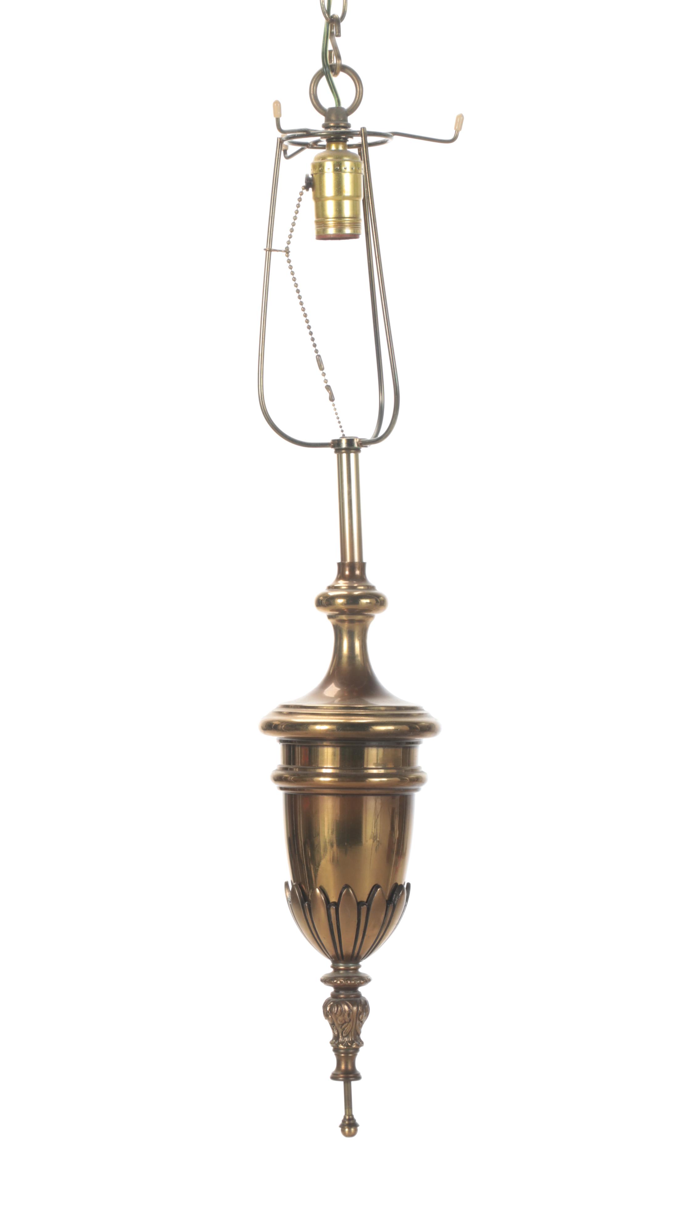 Brass Pendant Swag Light, Mid-20th Century