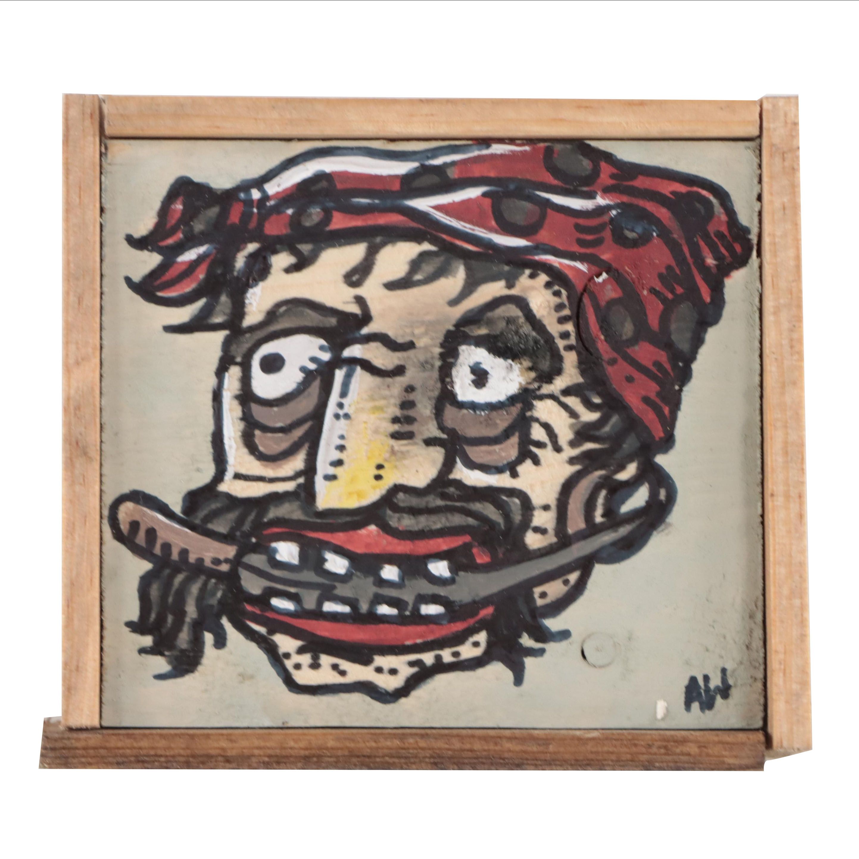 Aaron Wooten Portrait Mixed Media Painting "The Pirate," 2022