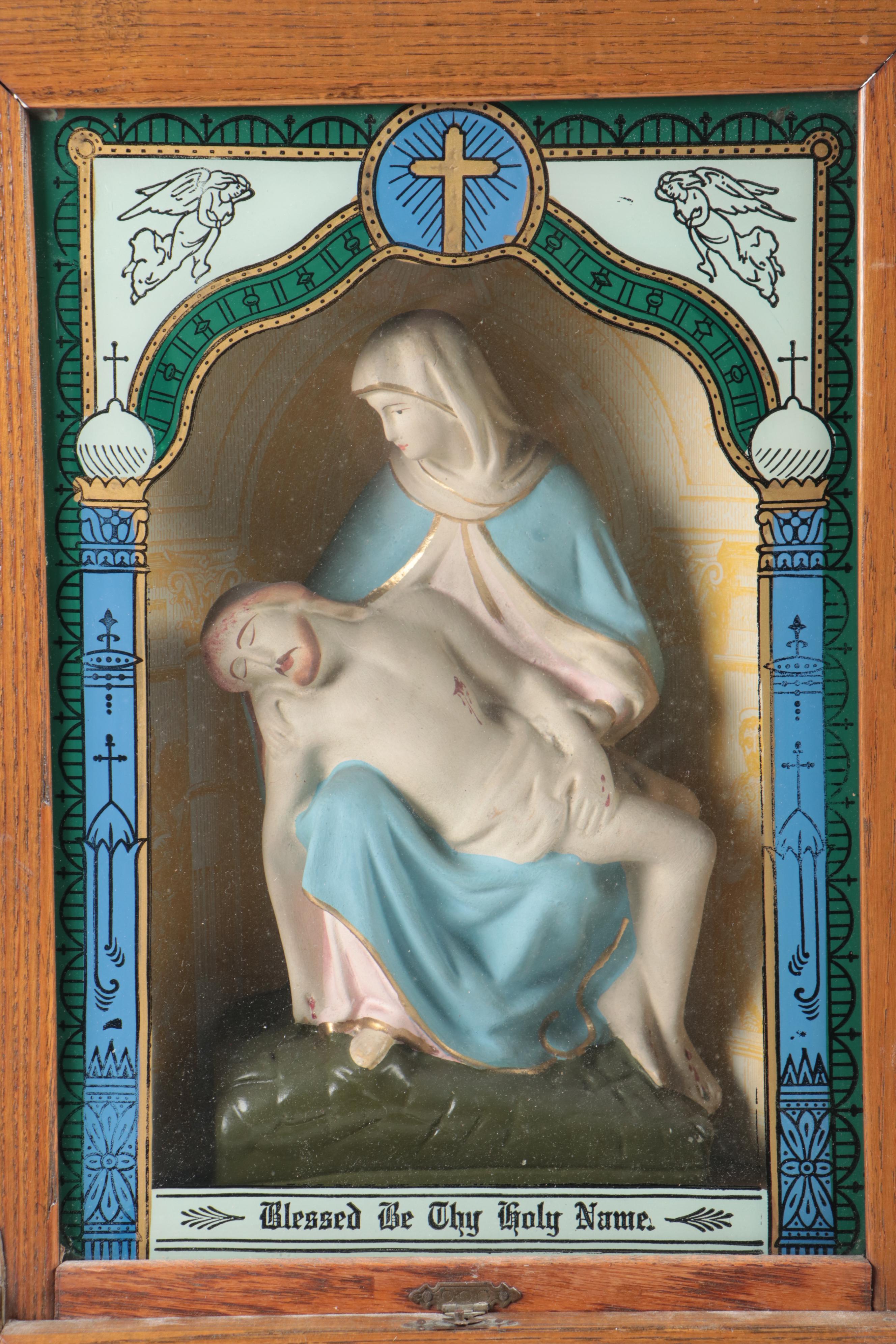 Viaticum Last Rites Shadowbox Cabinet, Early-Mid 20th Century