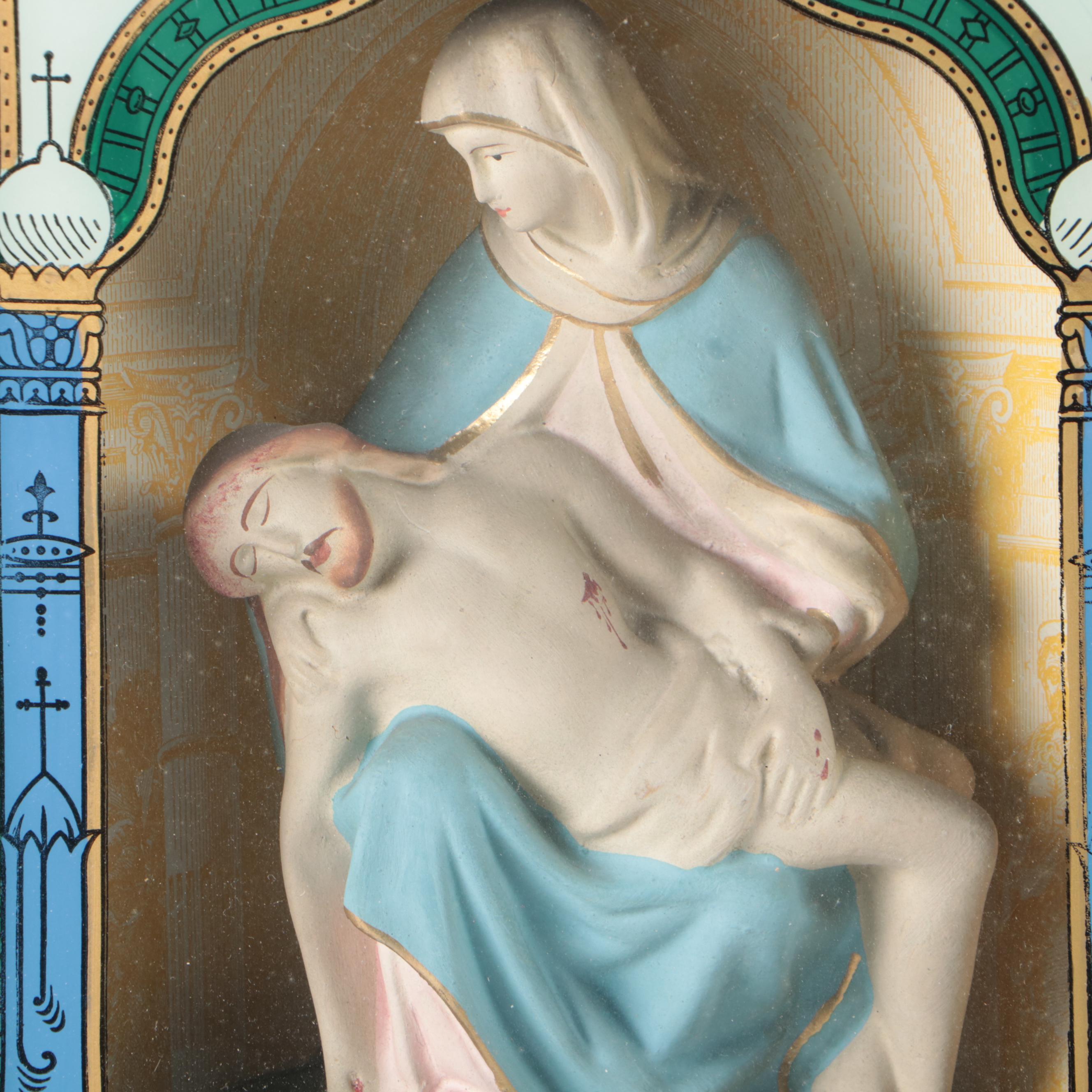 Viaticum Last Rites Shadowbox Cabinet, Early-Mid 20th Century