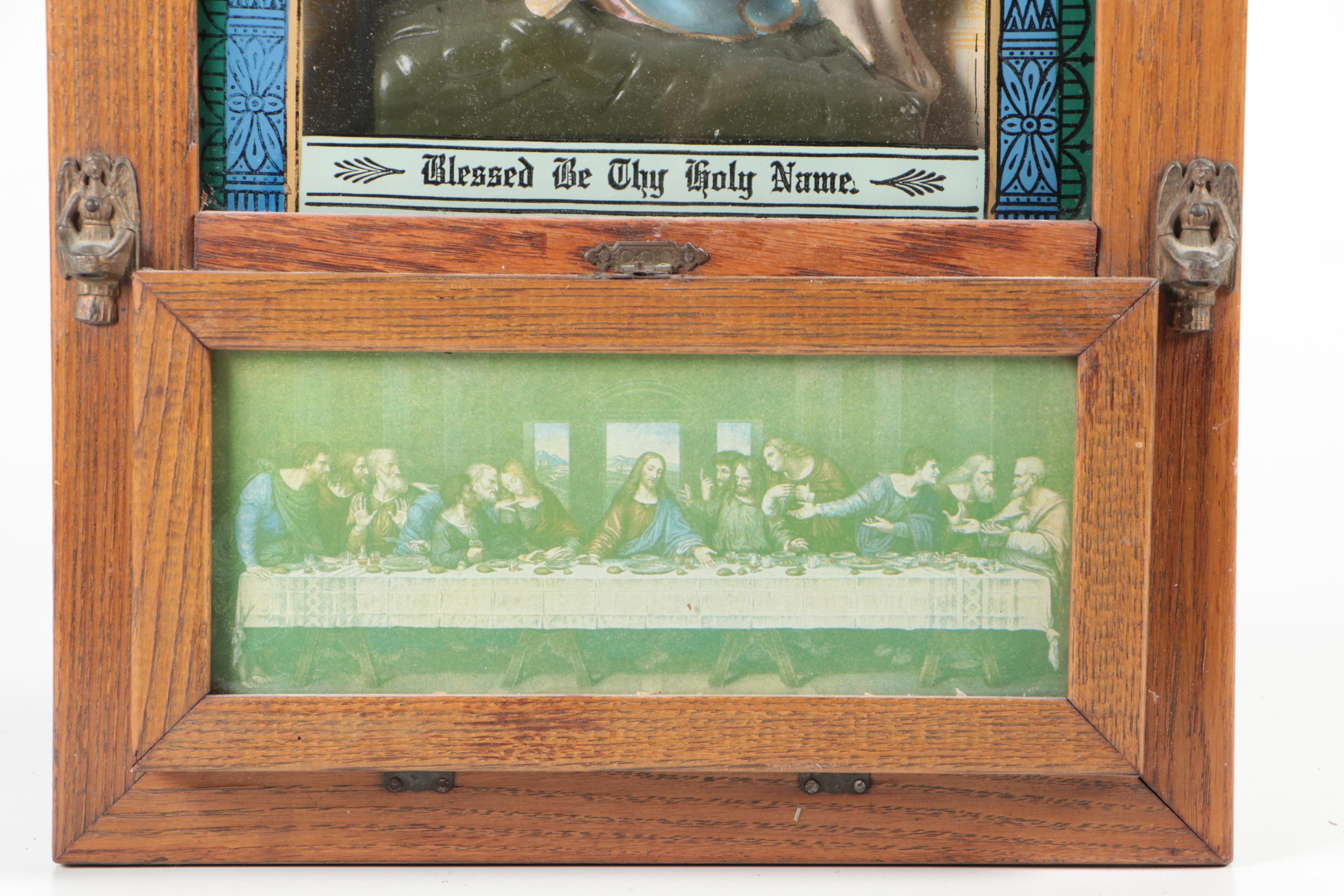 Viaticum Last Rites Shadowbox Cabinet, Early-Mid 20th Century