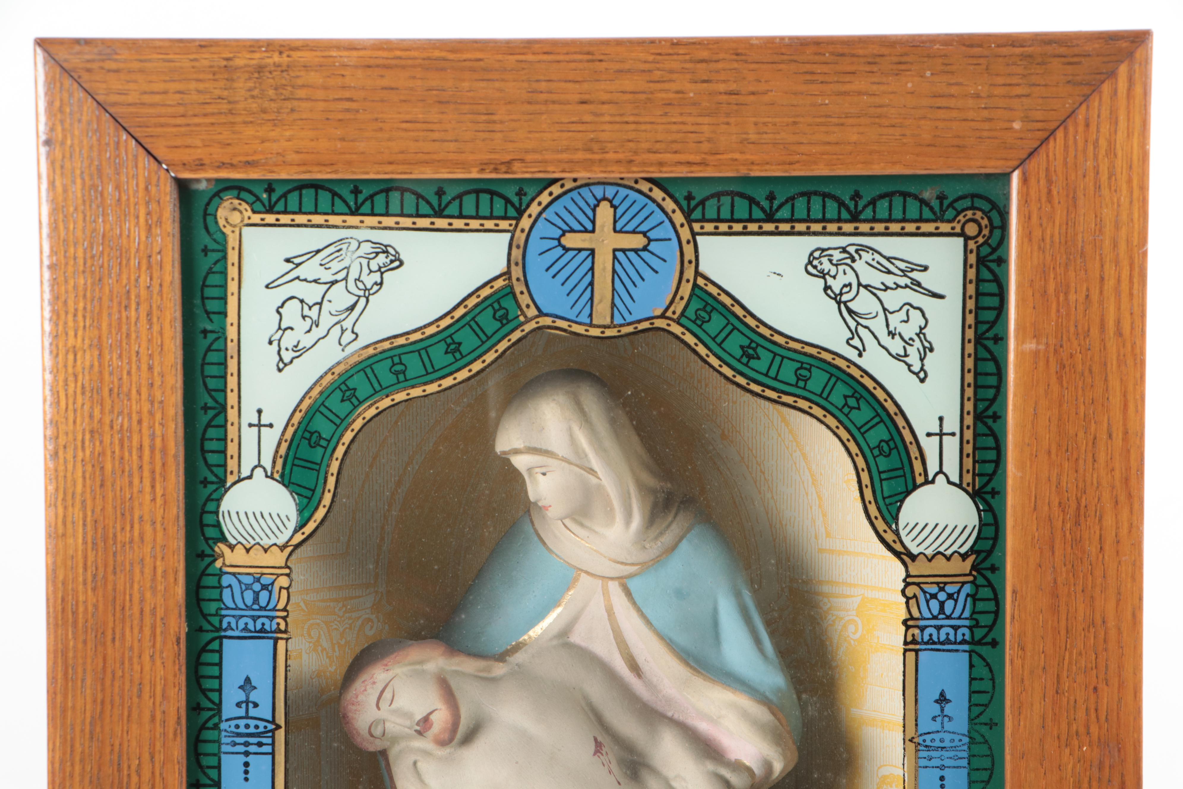 Viaticum Last Rites Shadowbox Cabinet, Early-Mid 20th Century