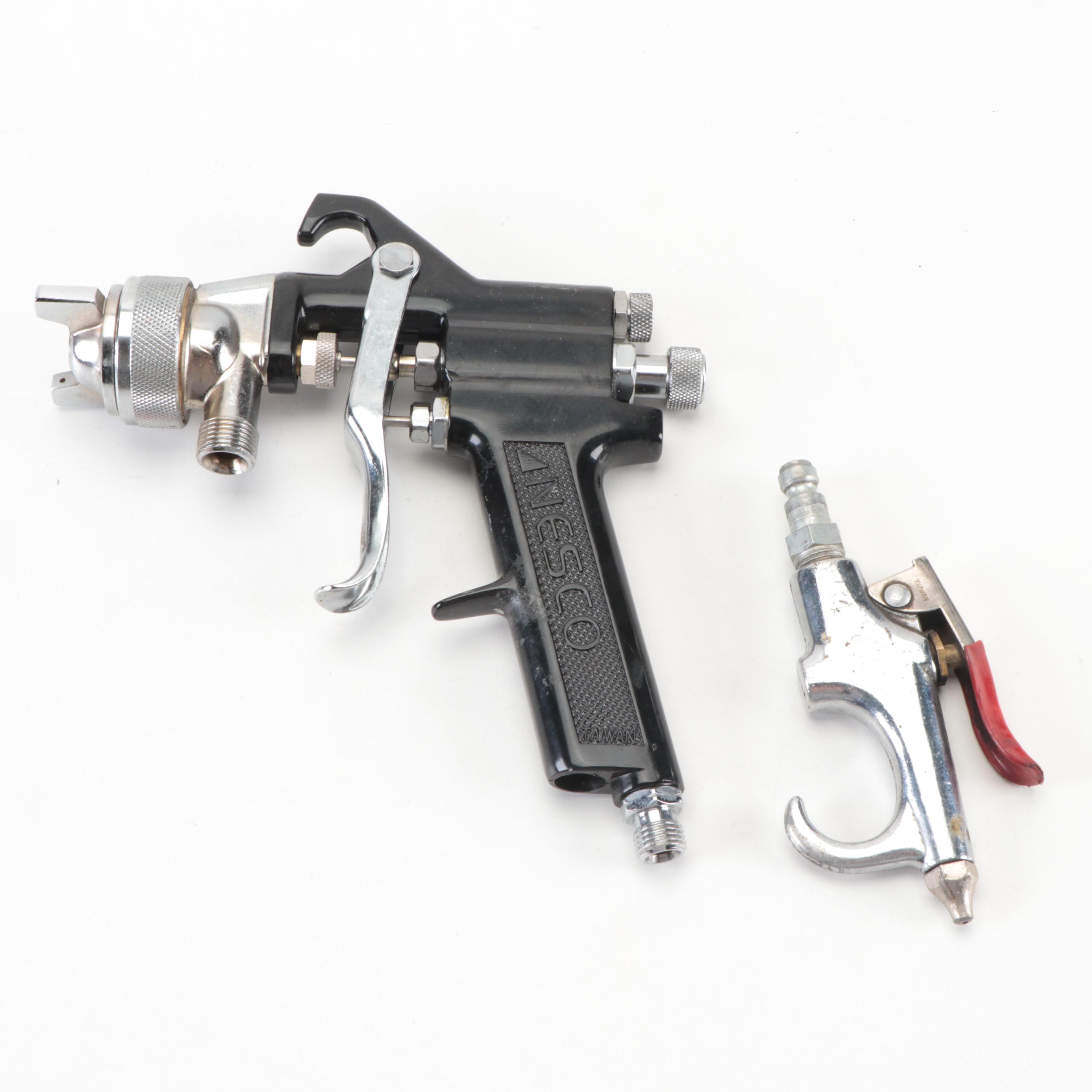 Gravity Feed Pneumatic Air Spray Guns With Gauges, Air Blow Gun