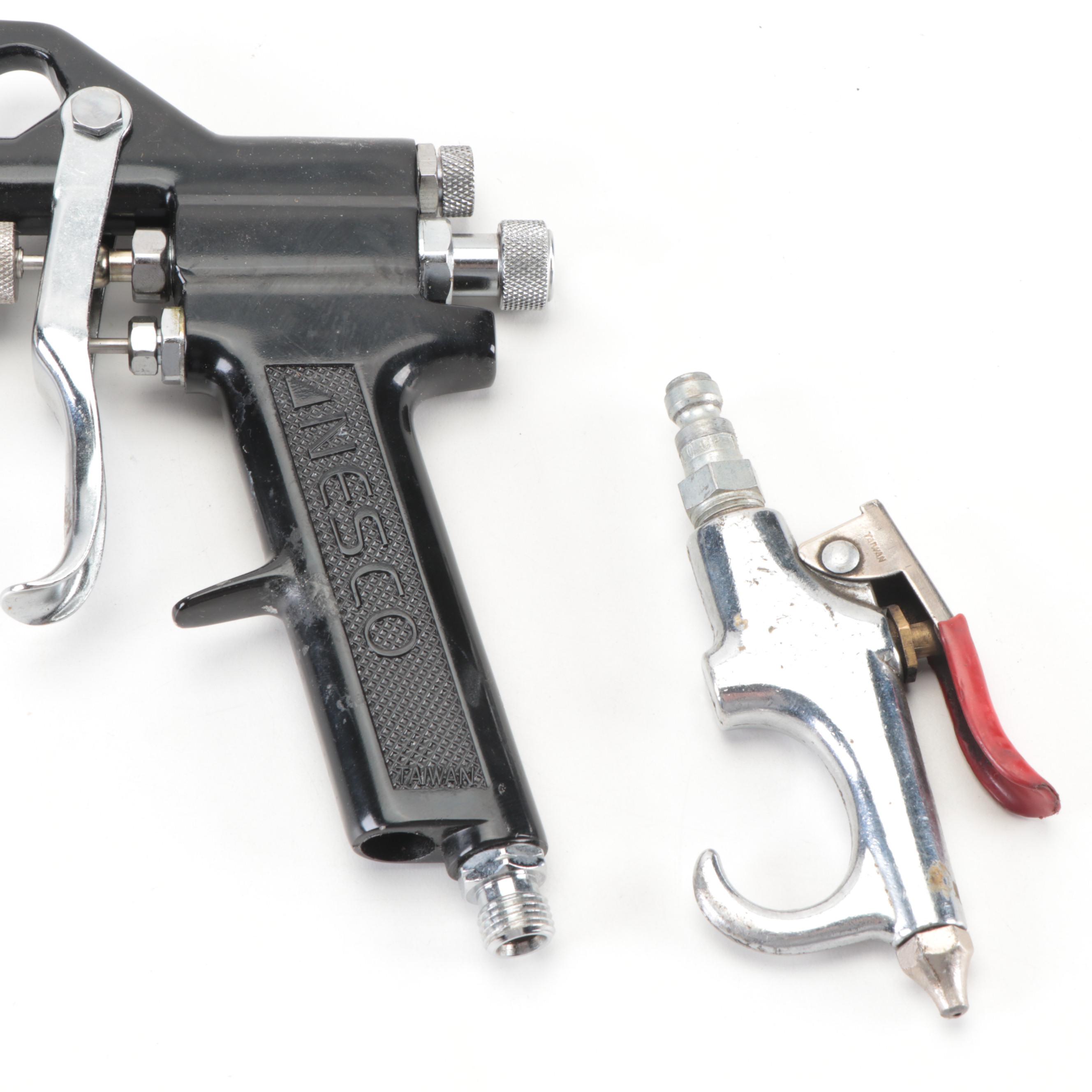 Gravity Feed Pneumatic Air Spray Guns With Gauges, Air Blow Gun