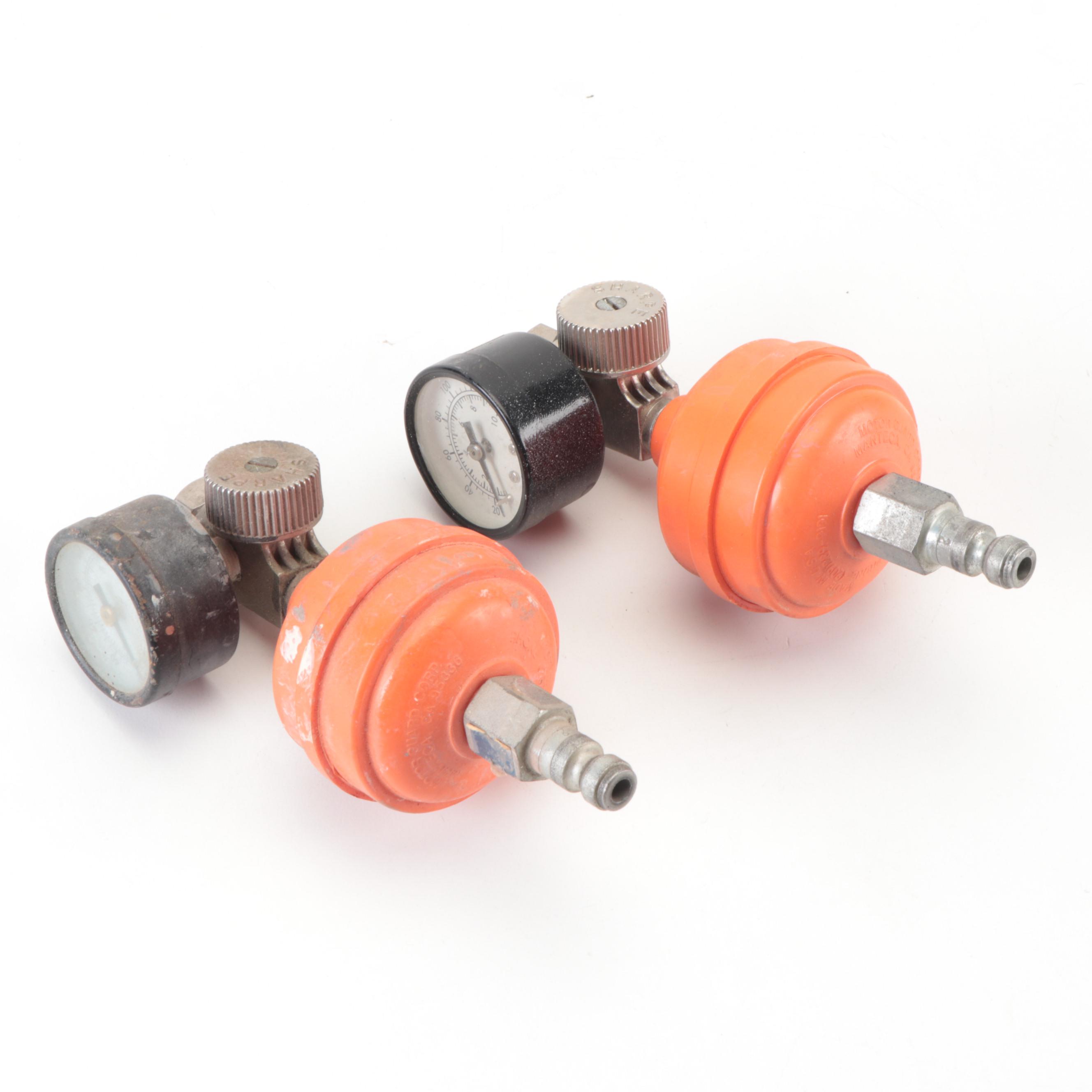 Gravity Feed Pneumatic Air Spray Guns With Gauges, Air Blow Gun