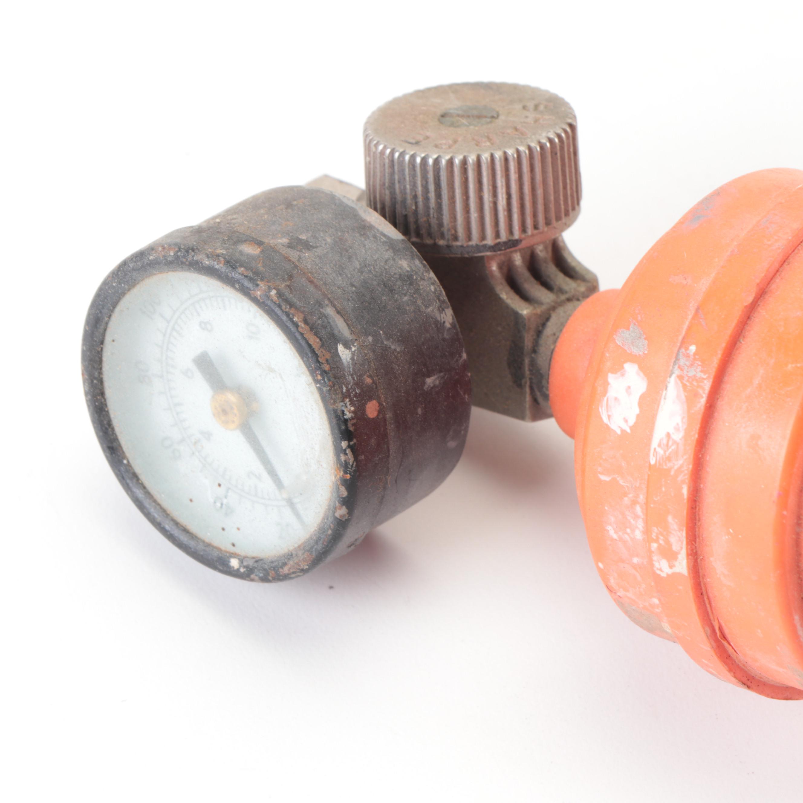 Gravity Feed Pneumatic Air Spray Guns With Gauges, Air Blow Gun