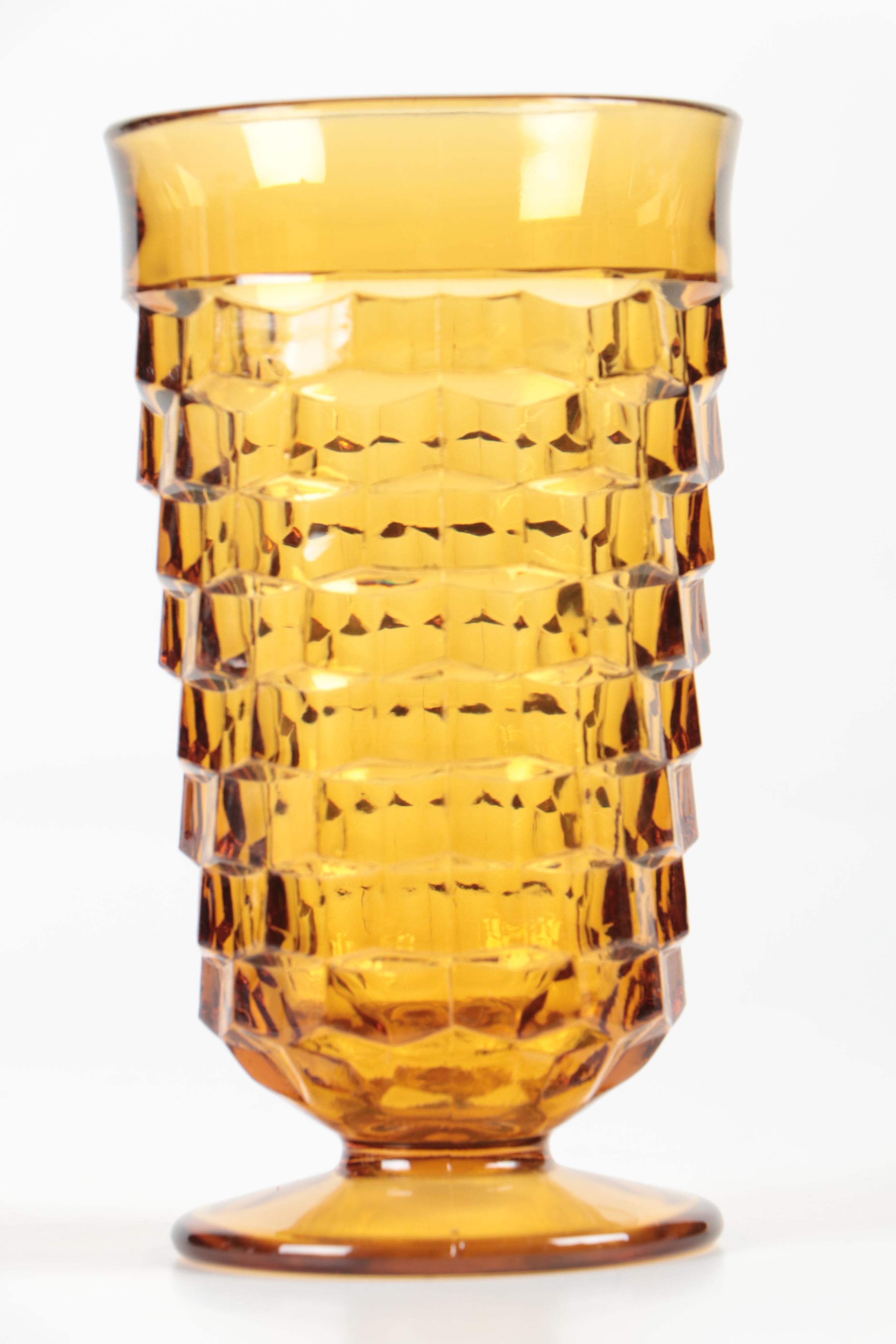 Colony "Whitehall Amber" Pressed Glass Iced Tea Glasses