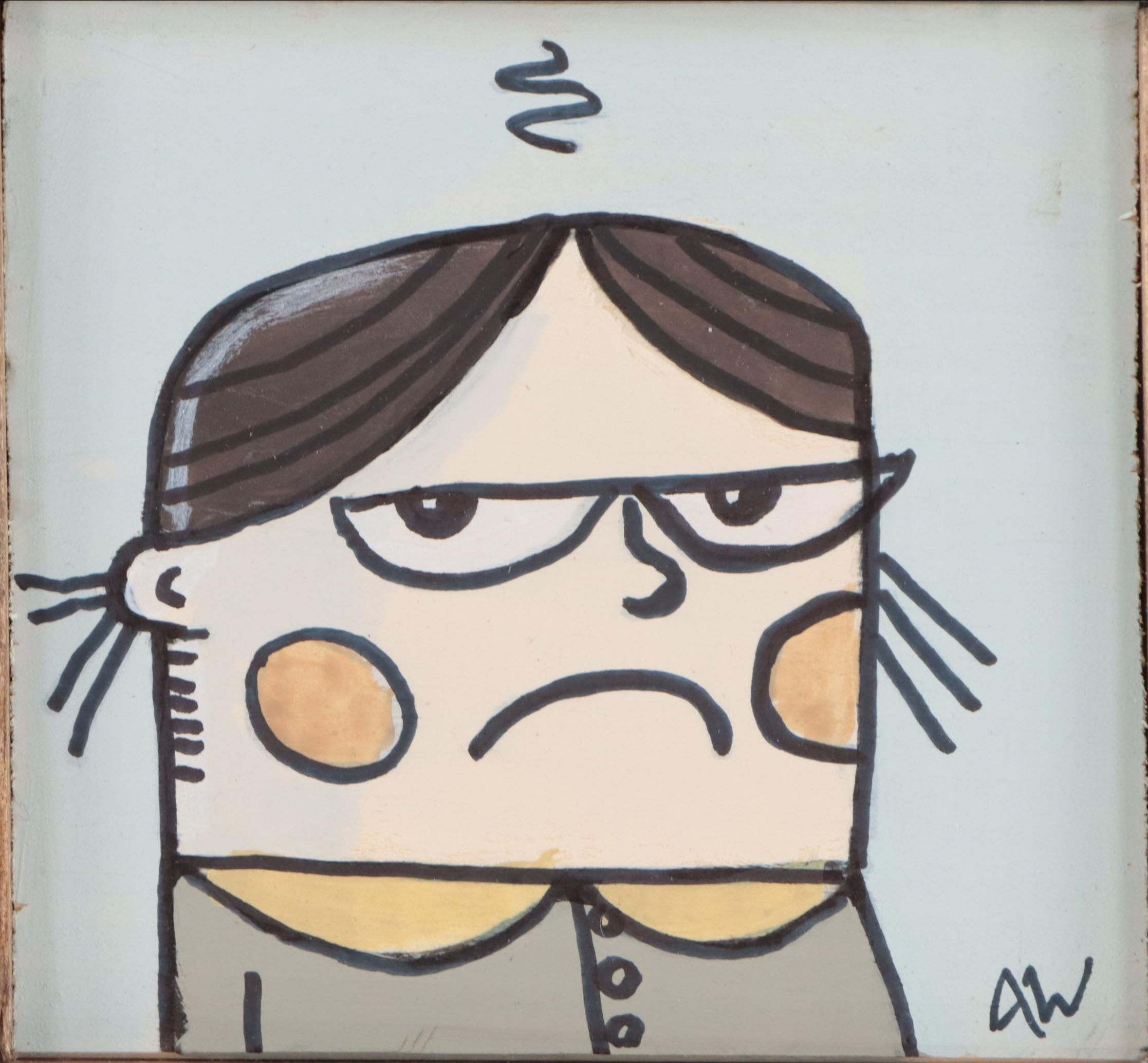 Aaron Wooten Portrait Mixed Media Painting "Lucy," 2022