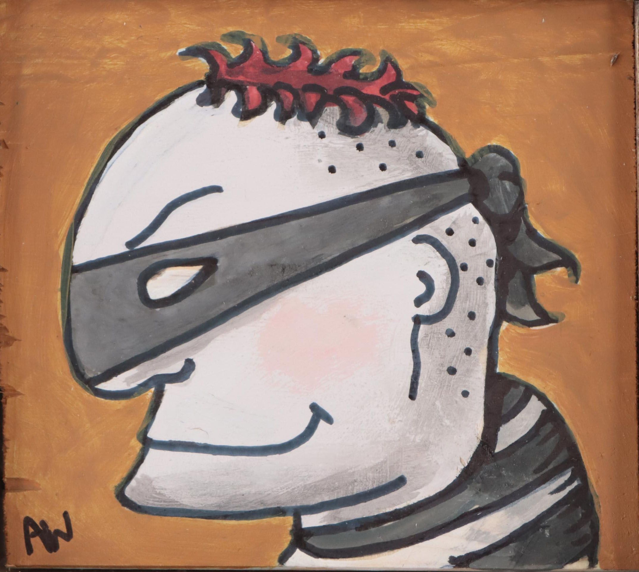 Aaron Wooten Acrylic and Ink Painting "The Bad Guy," 2022