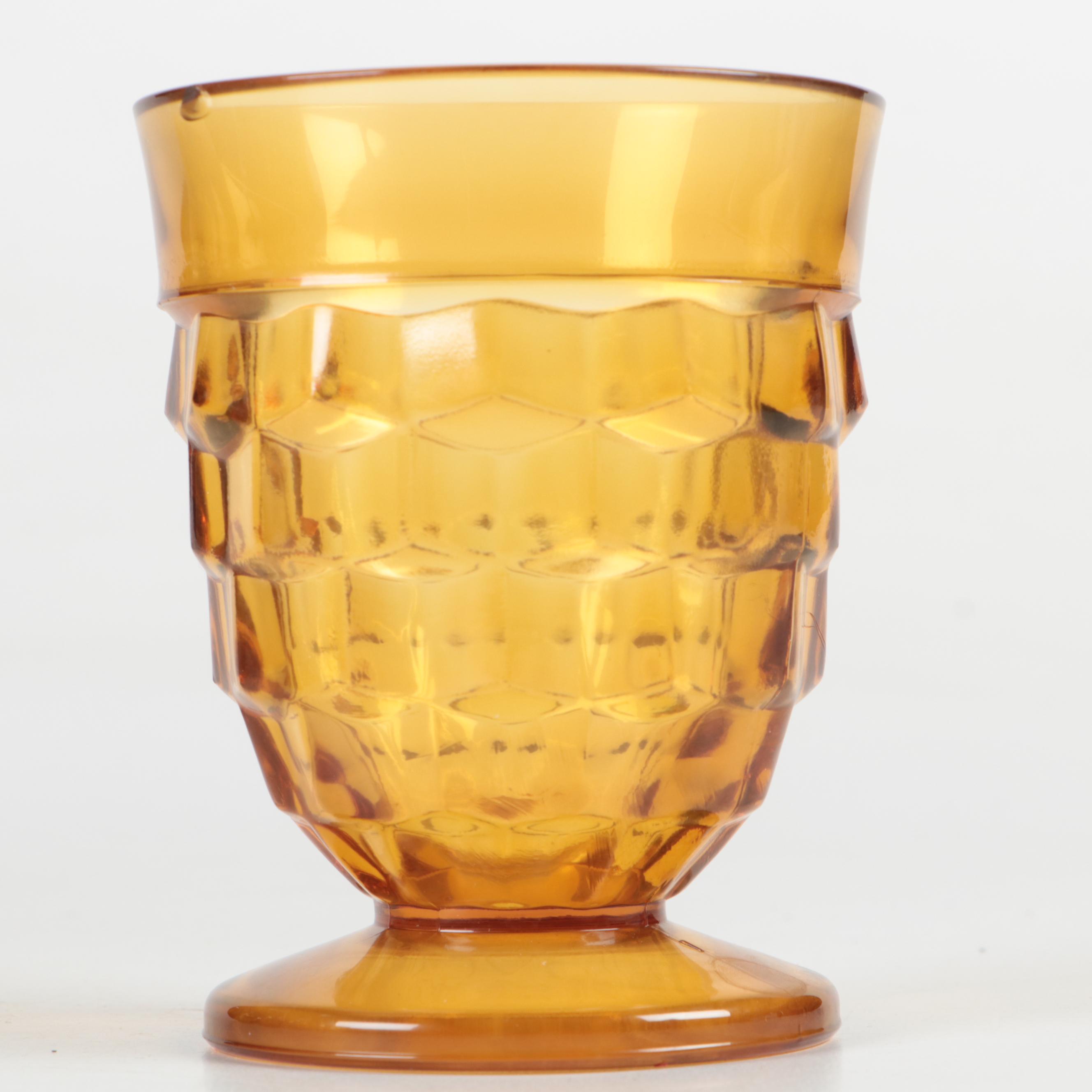 Colony "Whitehall Amber" Pressed Glass Footed Tumblers