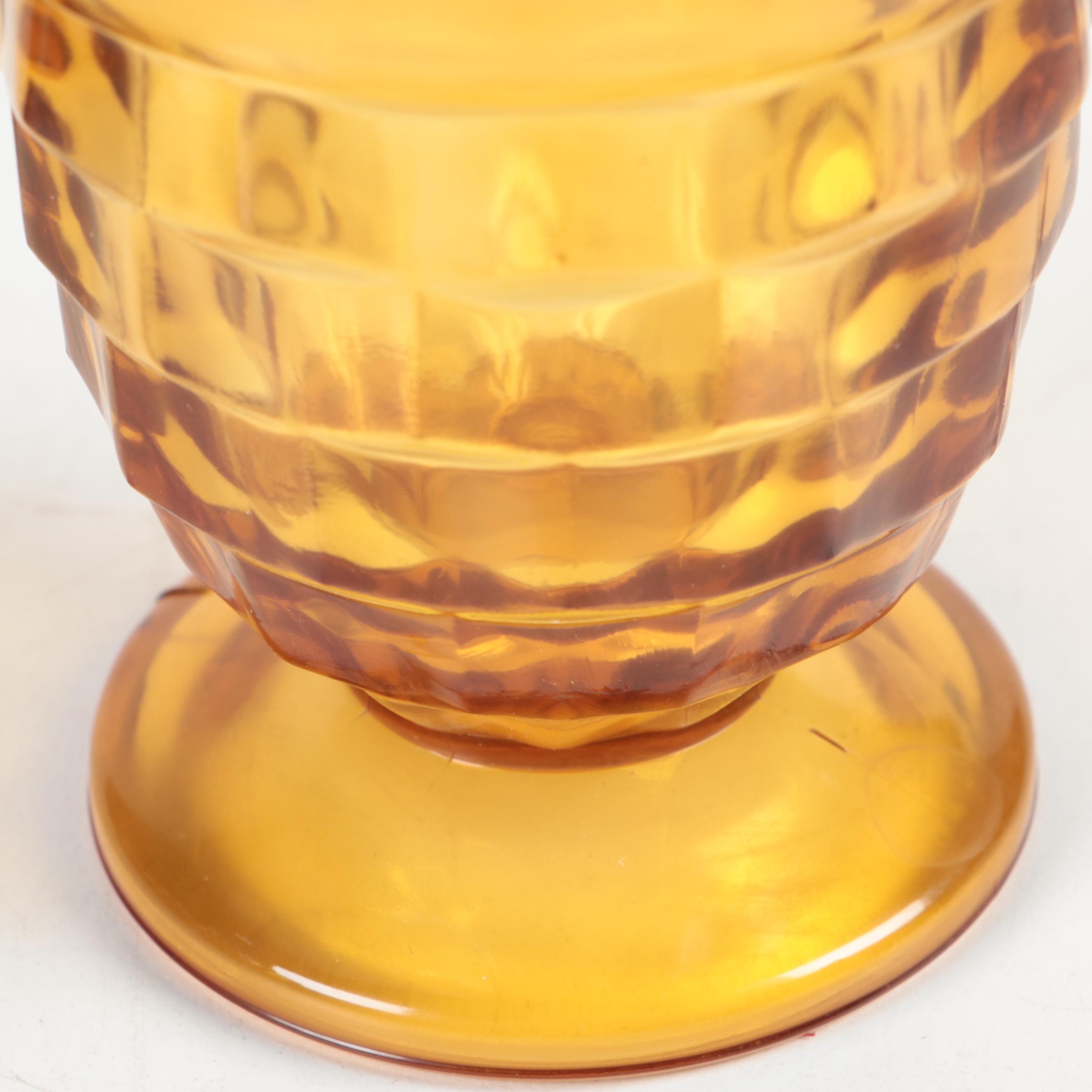 Colony "Whitehall Amber" Pressed Glass Footed Tumblers