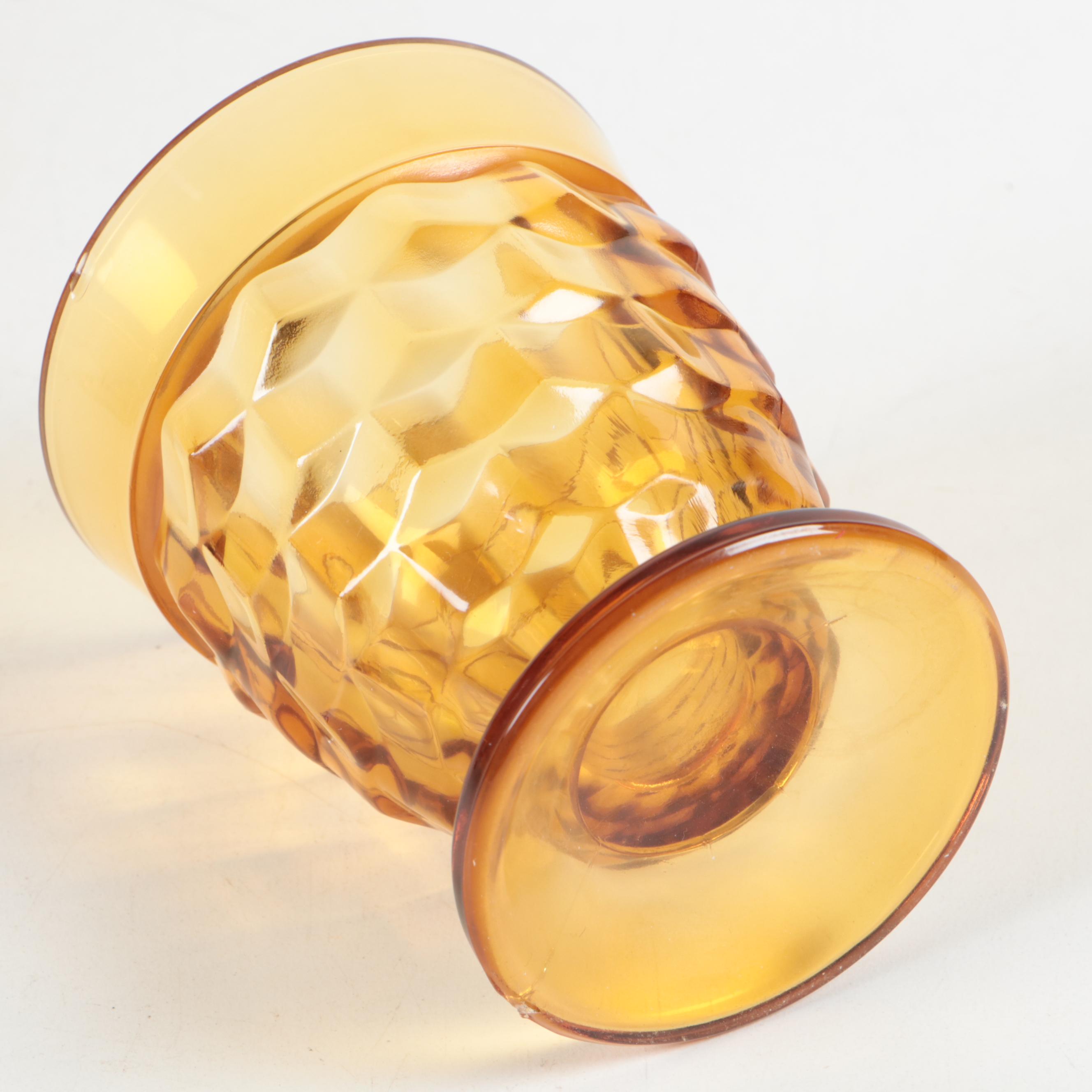 Colony "Whitehall Amber" Pressed Glass Footed Tumblers