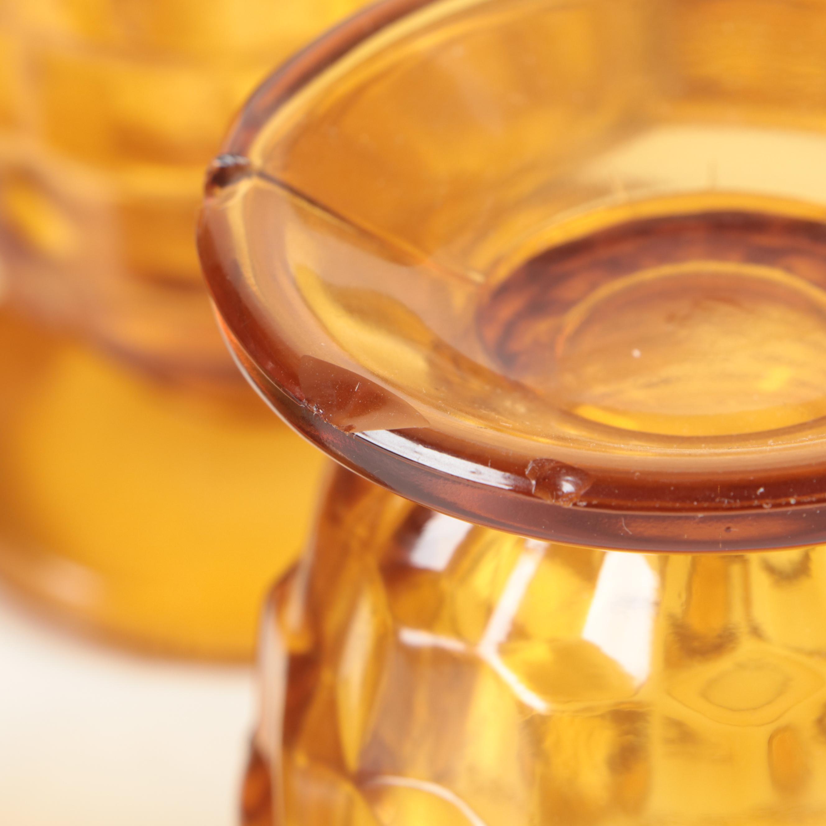 Colony "Whitehall Amber" Pressed Glass Footed Tumblers