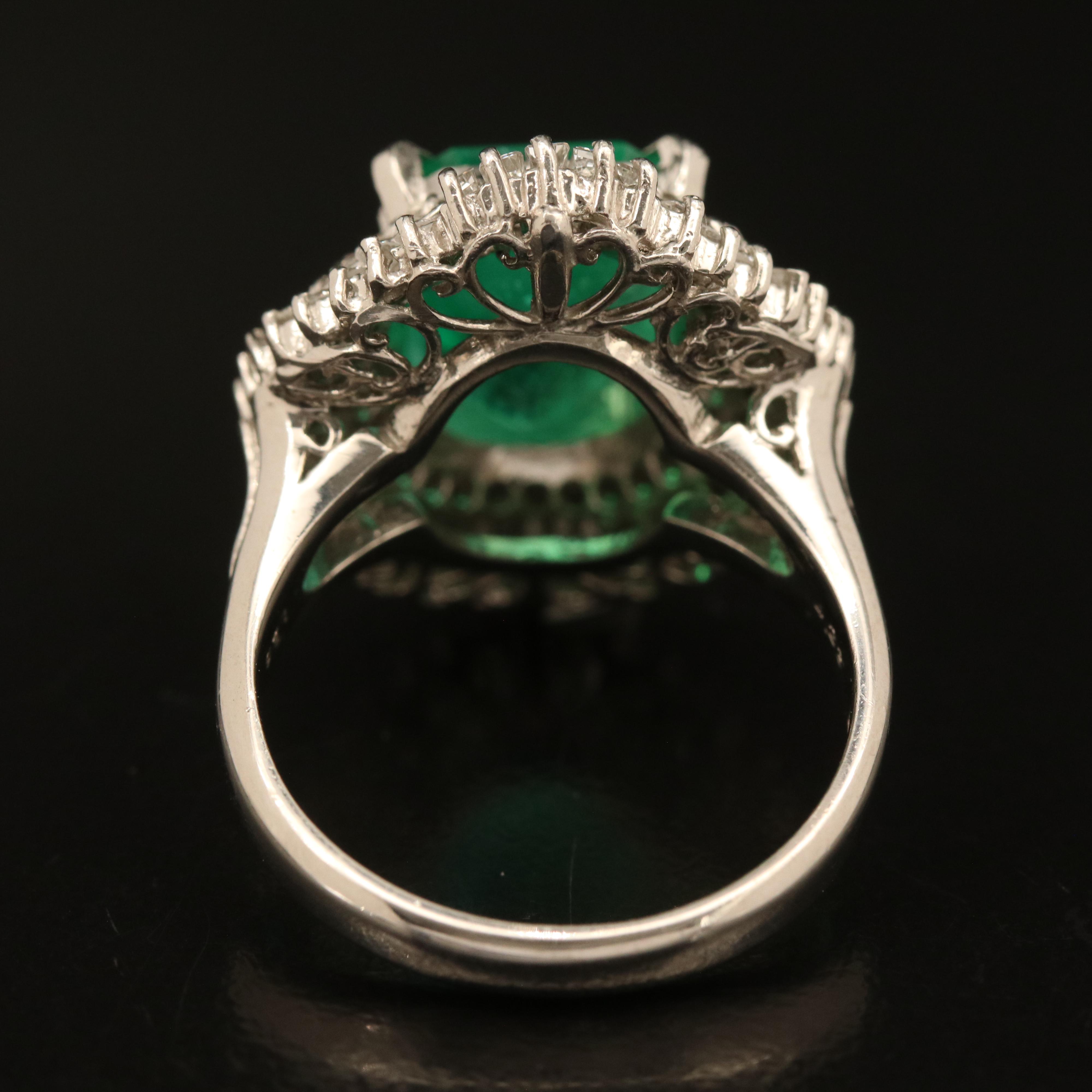 Platinum 4.23 CT Colombian Emerald and 1.26 CTW Diamond Ring with GIA Report