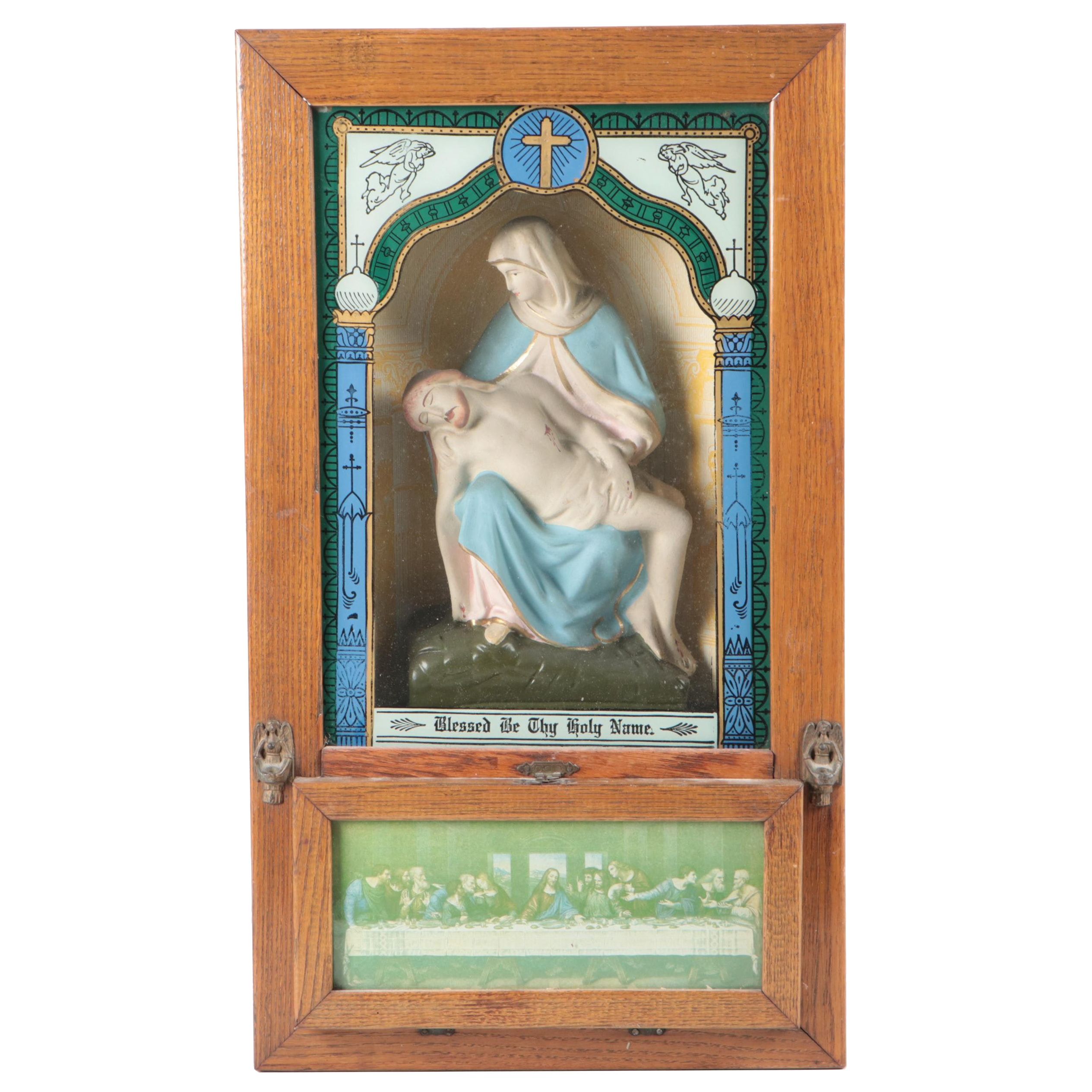 Viaticum Last Rites Shadowbox Cabinet, Early-Mid 20th Century