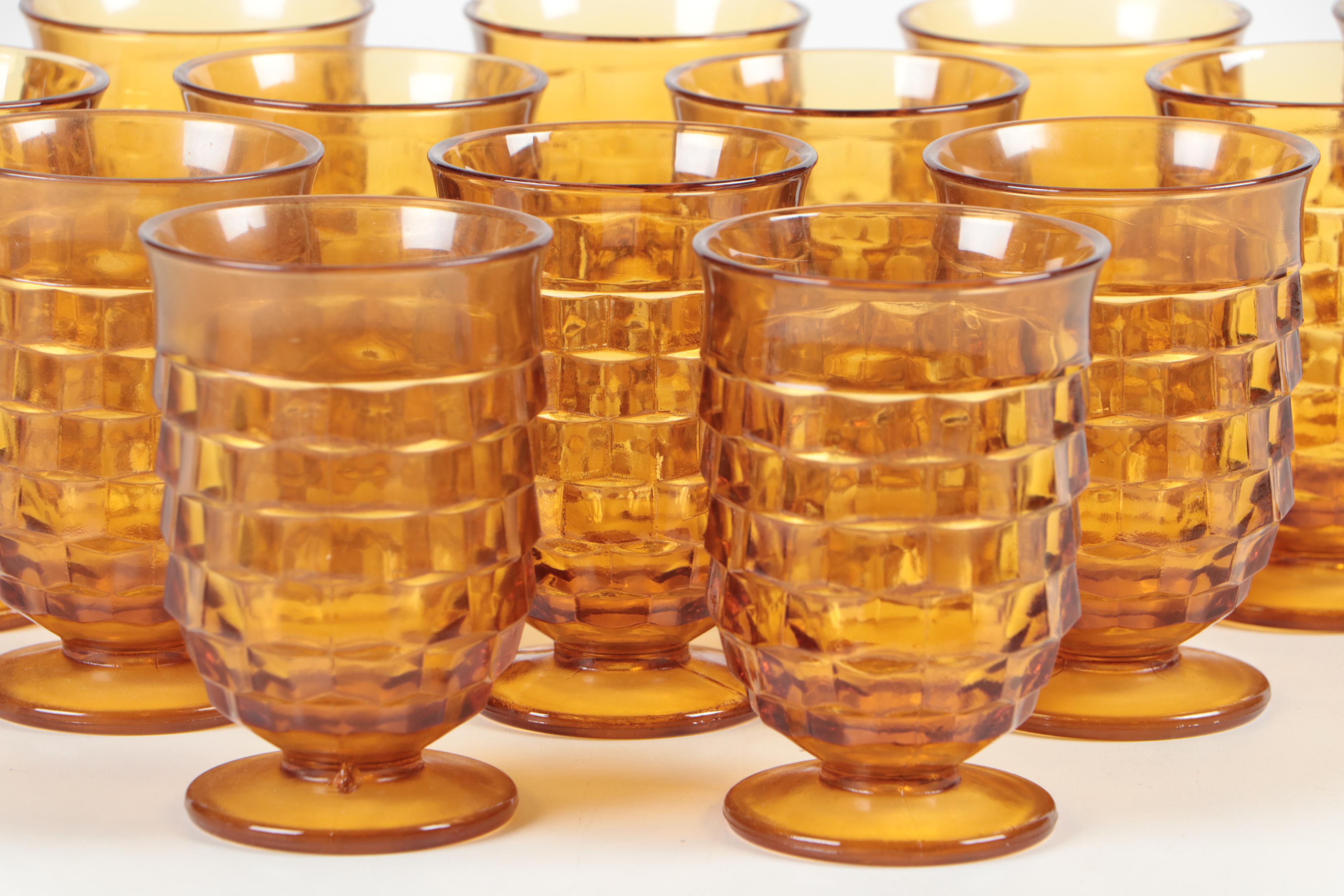 Colony "Whitehall Amber" Pressed Glass Juice Glasses