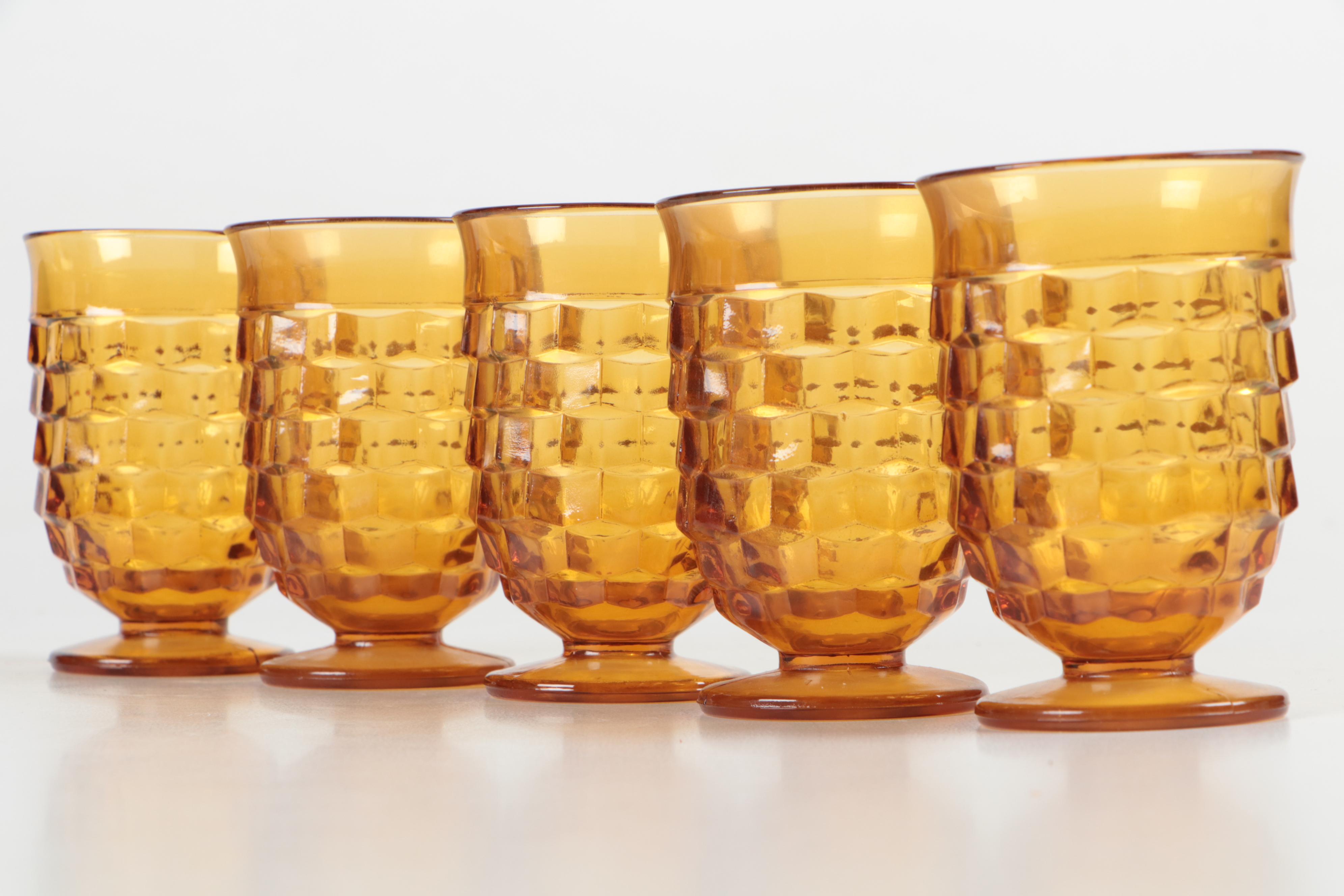 Colony "Whitehall Amber" Pressed Glass Juice Glasses