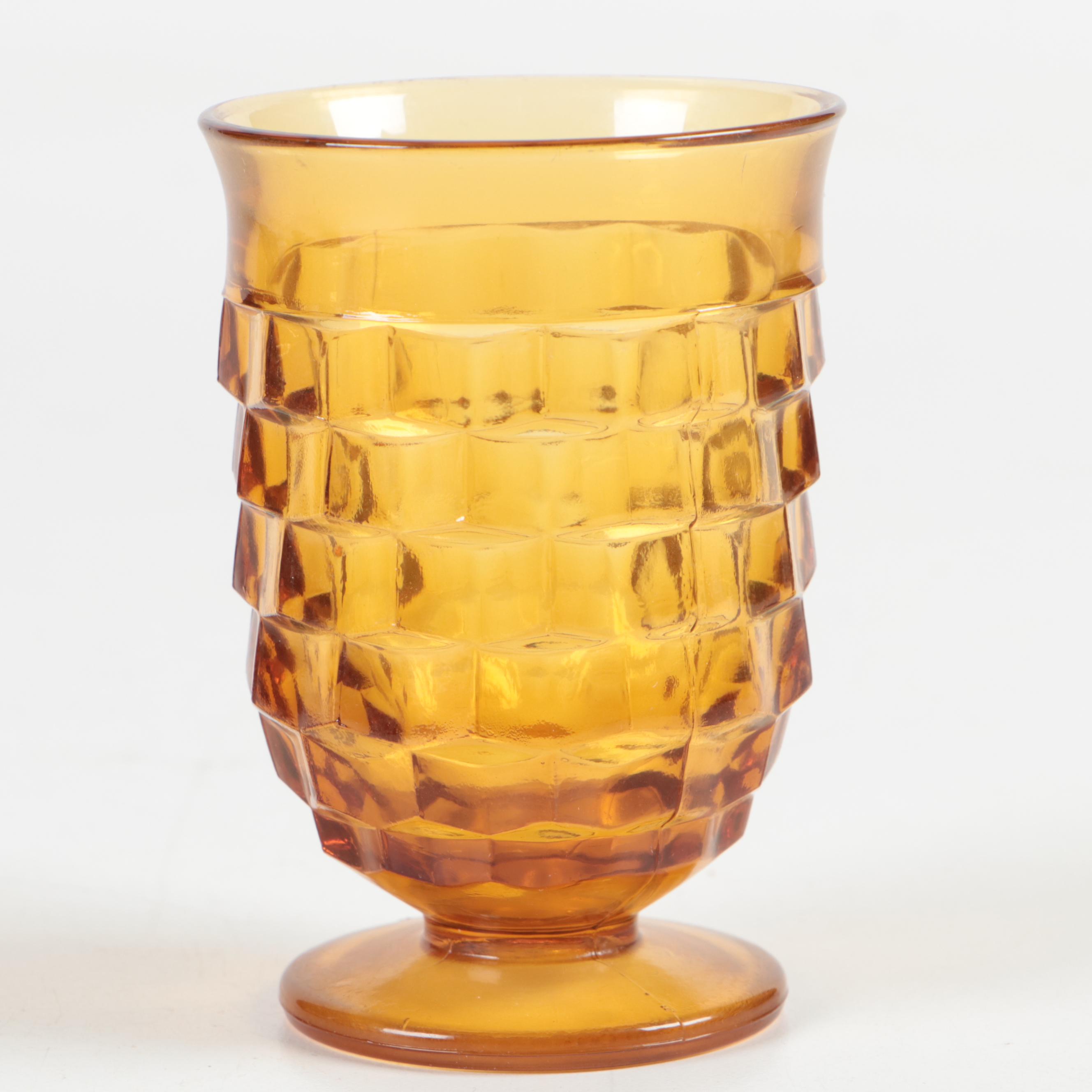Colony "Whitehall Amber" Pressed Glass Juice Glasses