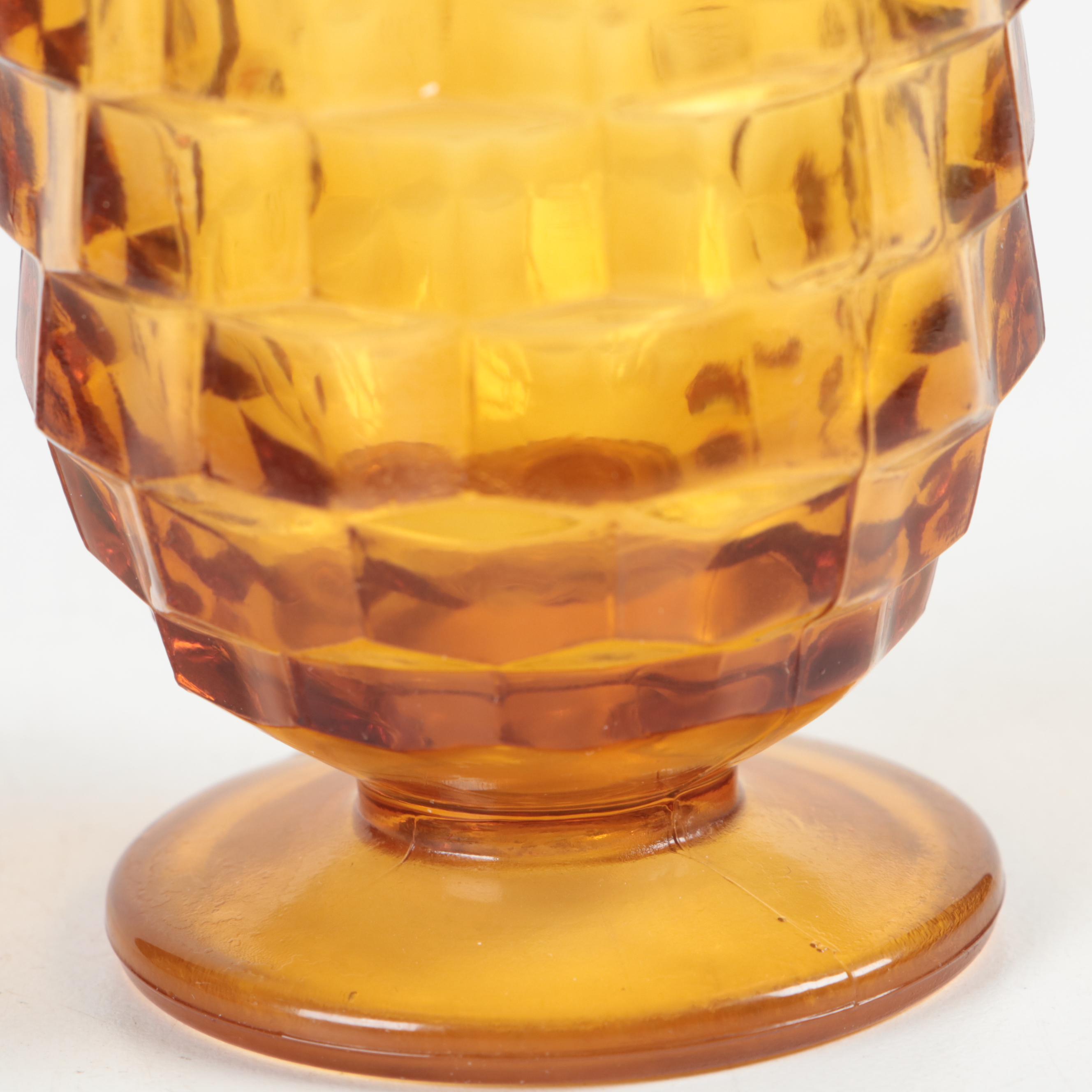 Colony "Whitehall Amber" Pressed Glass Juice Glasses