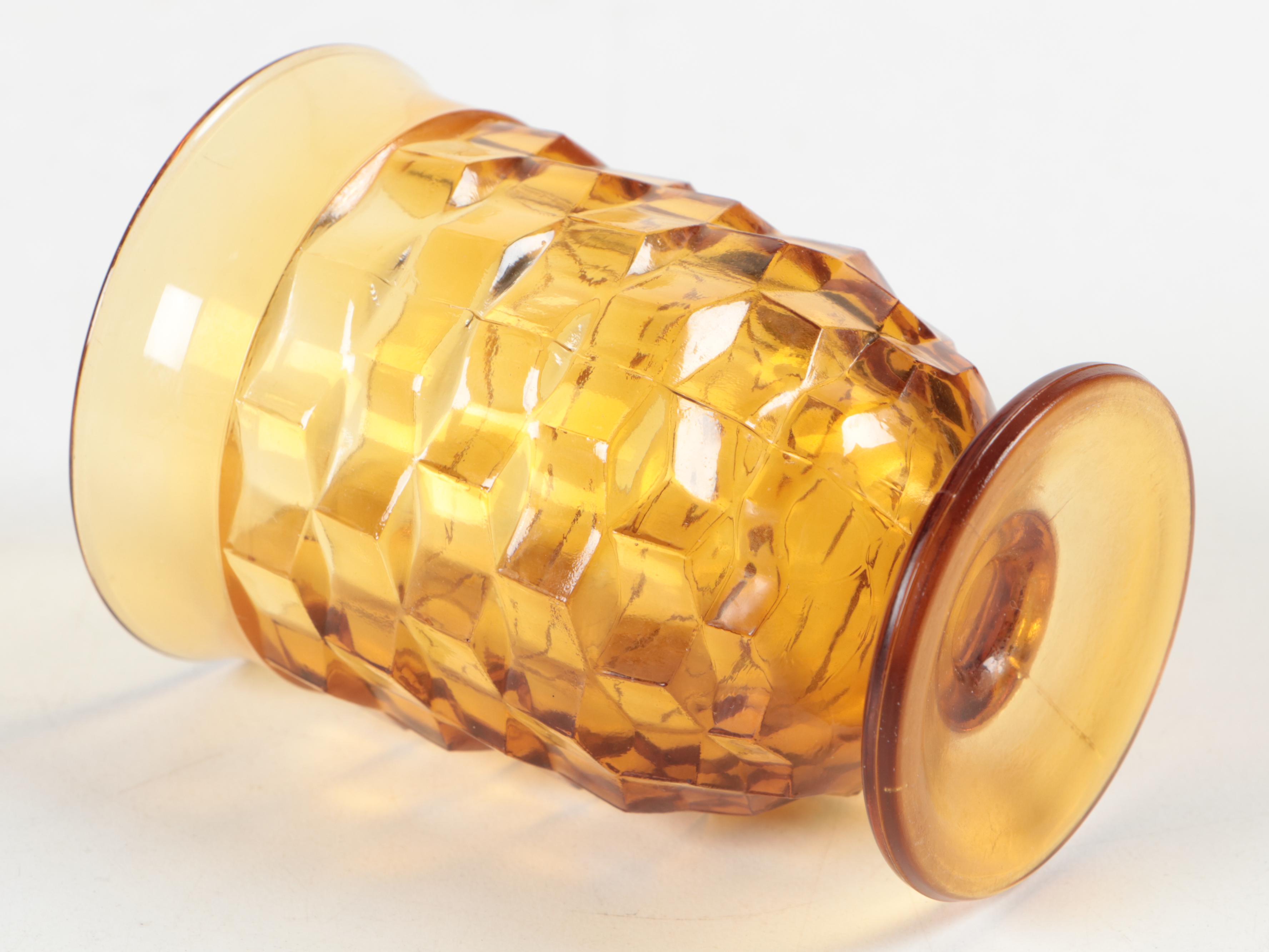 Colony "Whitehall Amber" Pressed Glass Juice Glasses