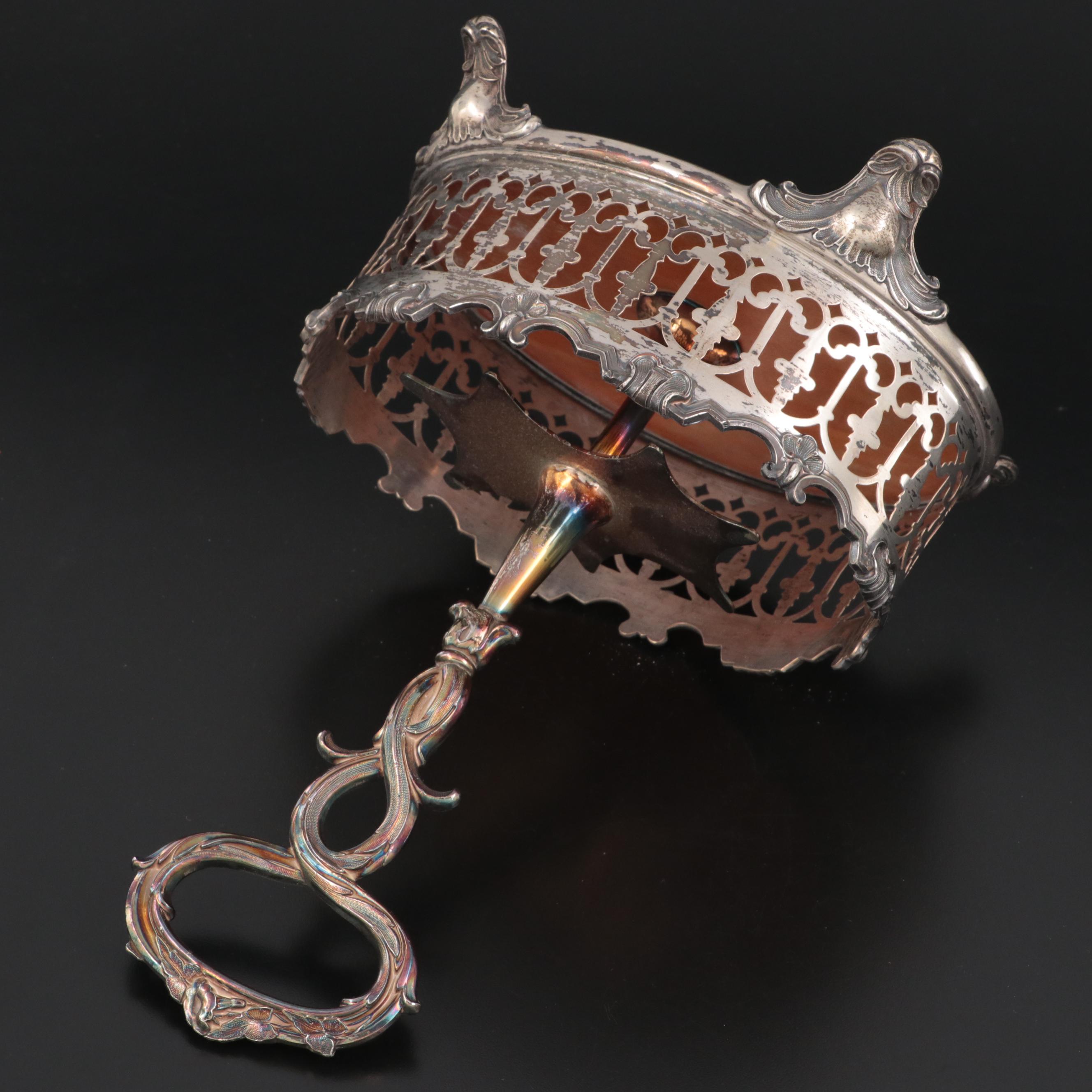 English Victorian Silver Plate Cruet Caddy with with Cut Glass Bottles