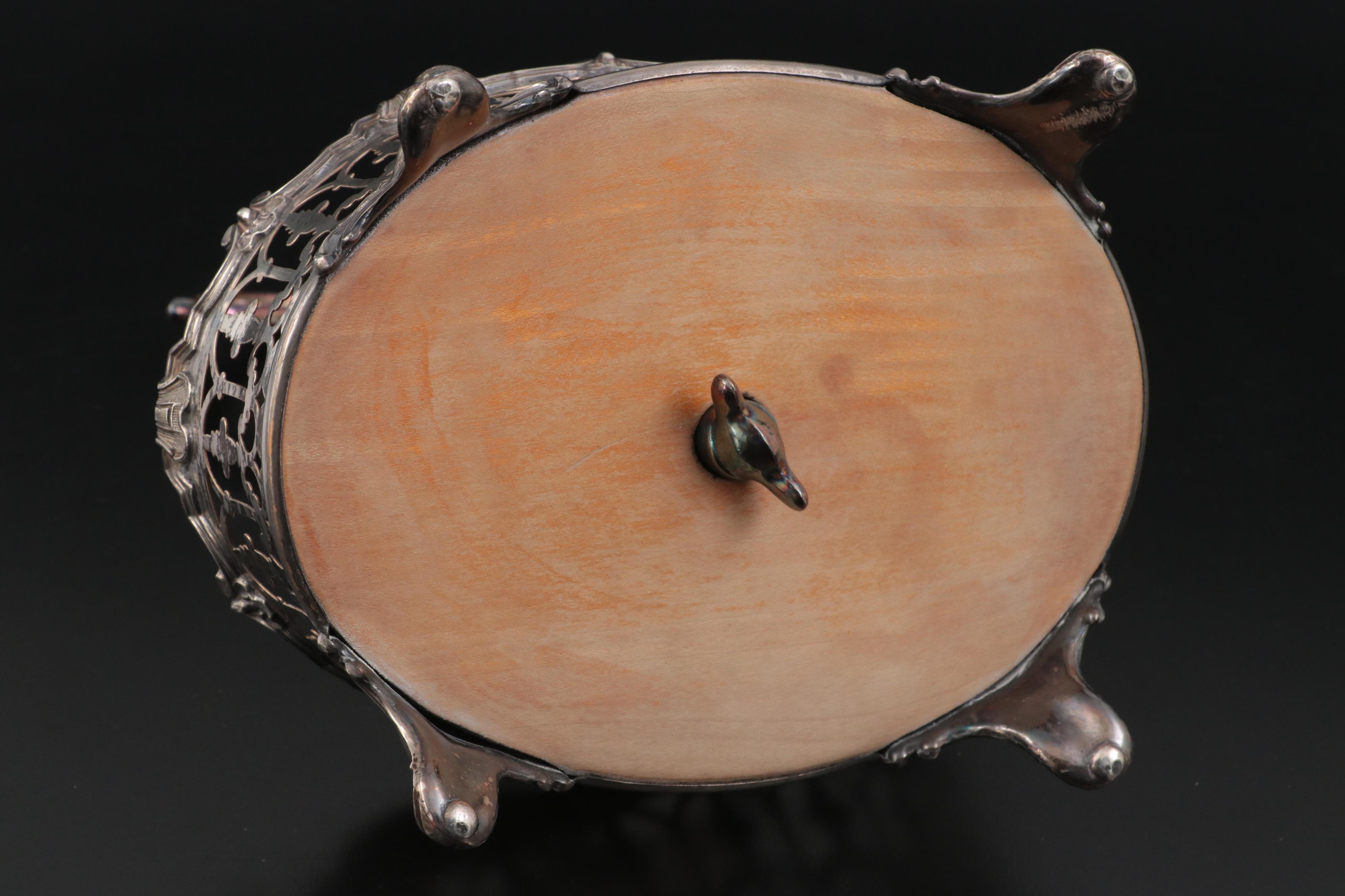 English Victorian Silver Plate Cruet Caddy with with Cut Glass Bottles