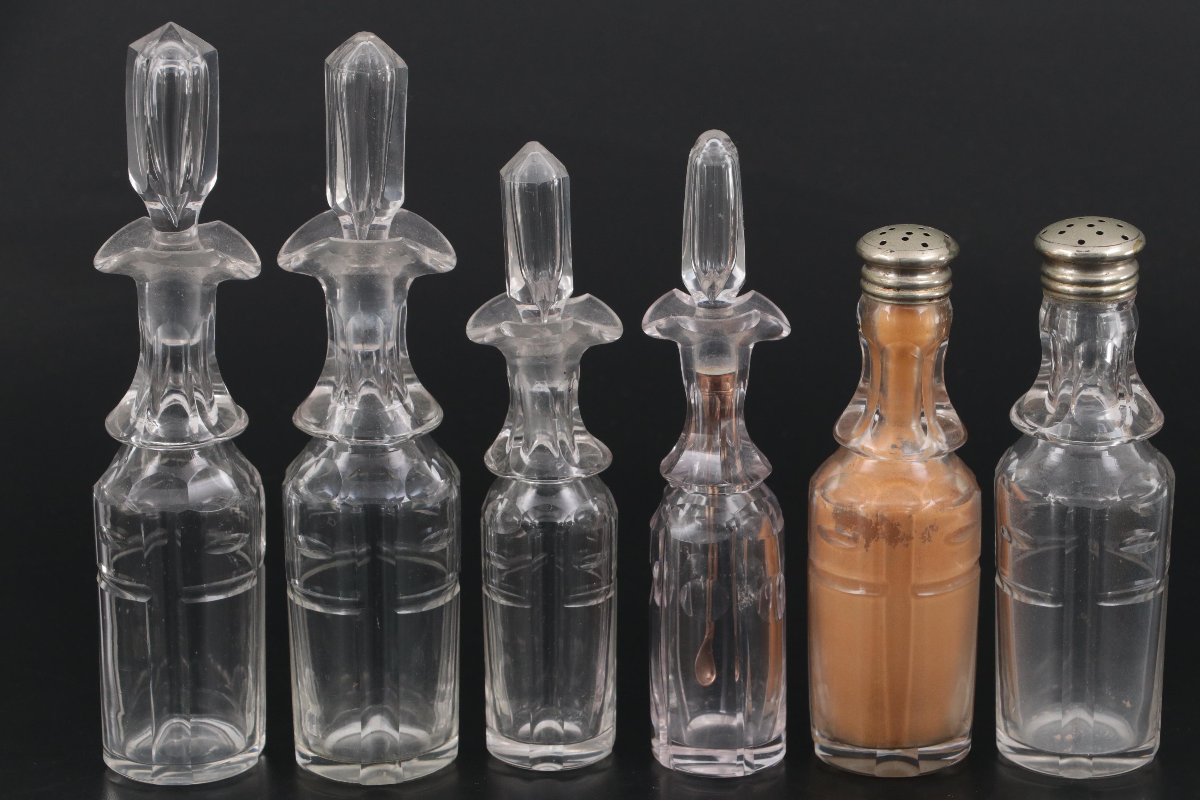 English Victorian Silver Plate Cruet Caddy with with Cut Glass Bottles