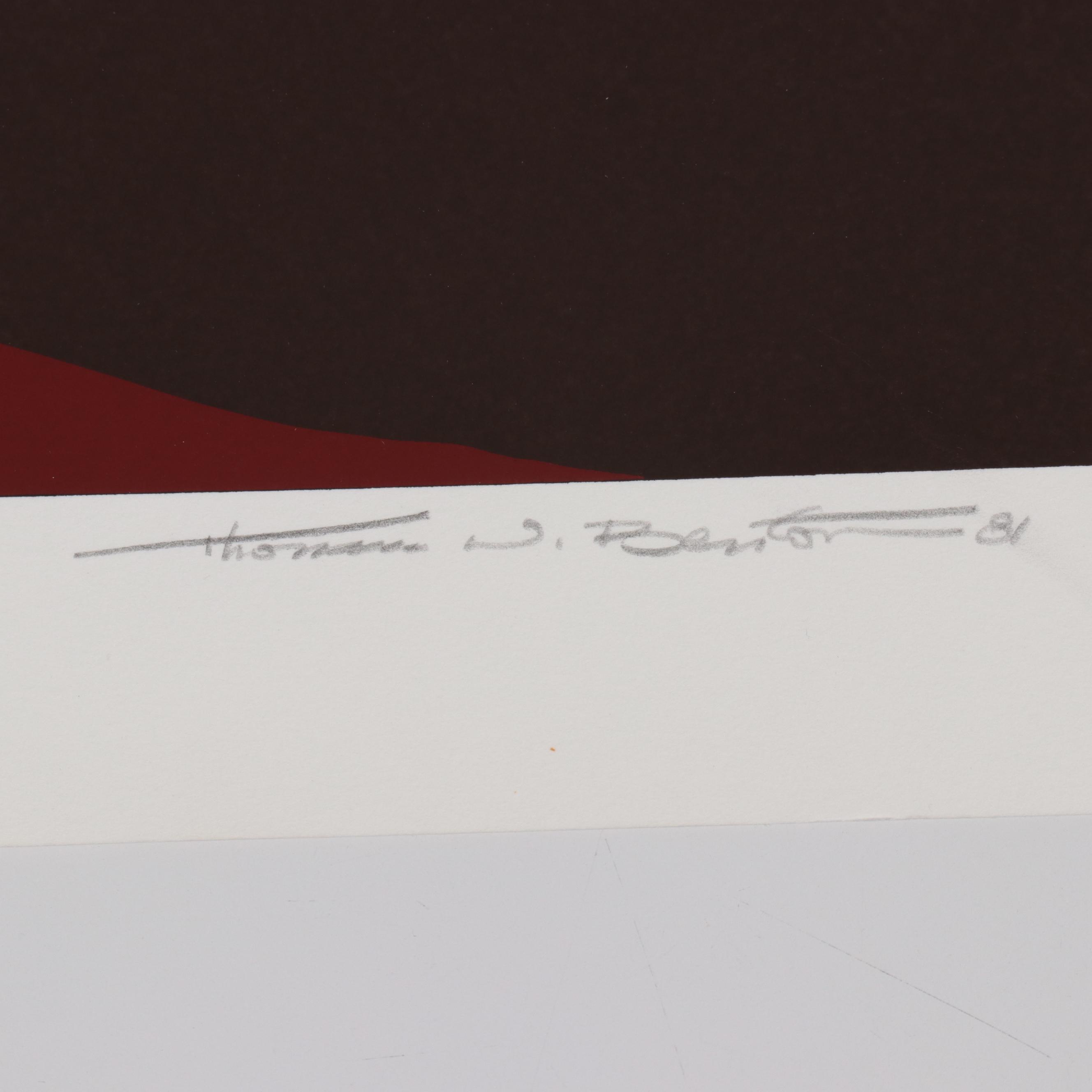 Thomas Whelan Benton Serigraph "Red Mountain," 1981