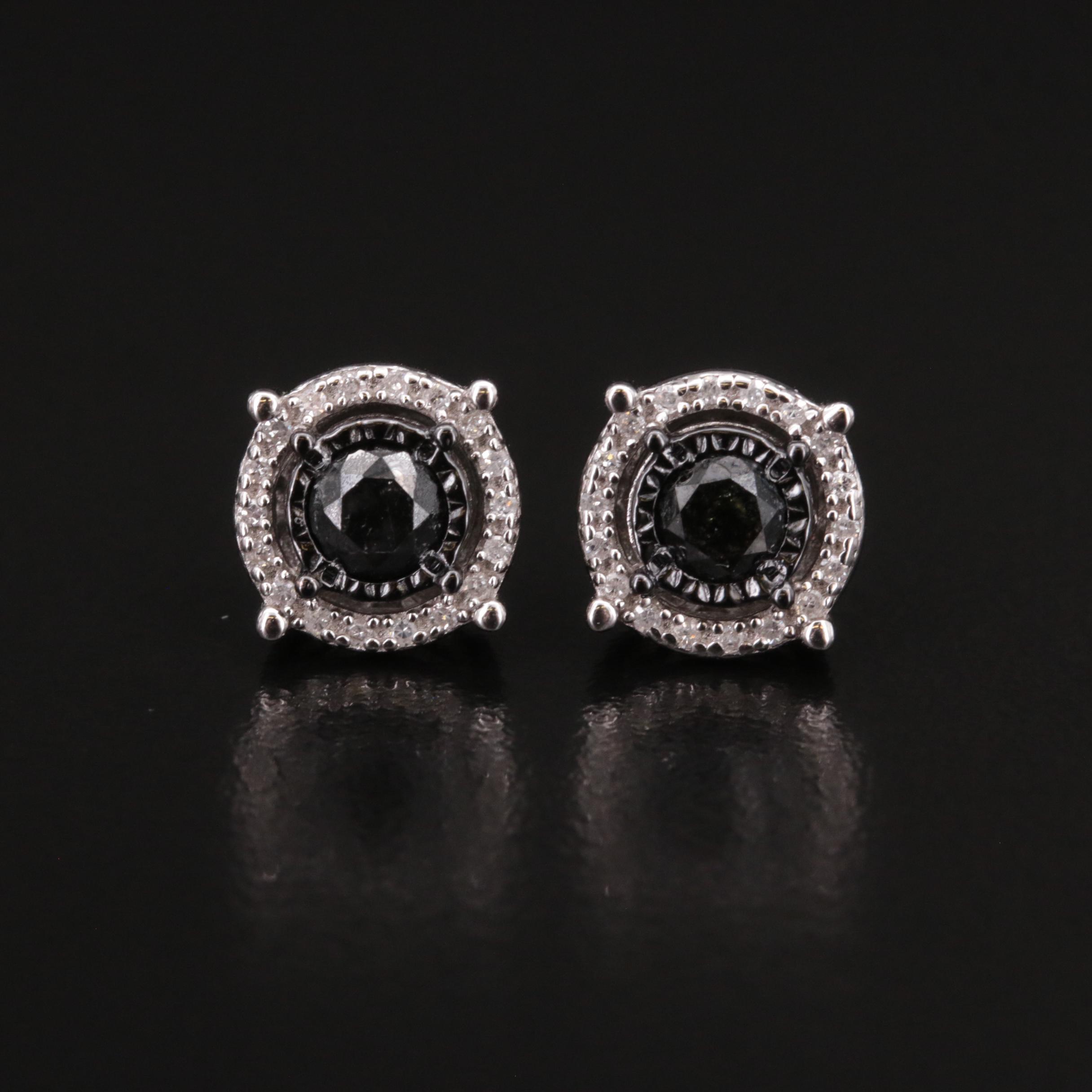 Sterling Diamond Stud Earrings