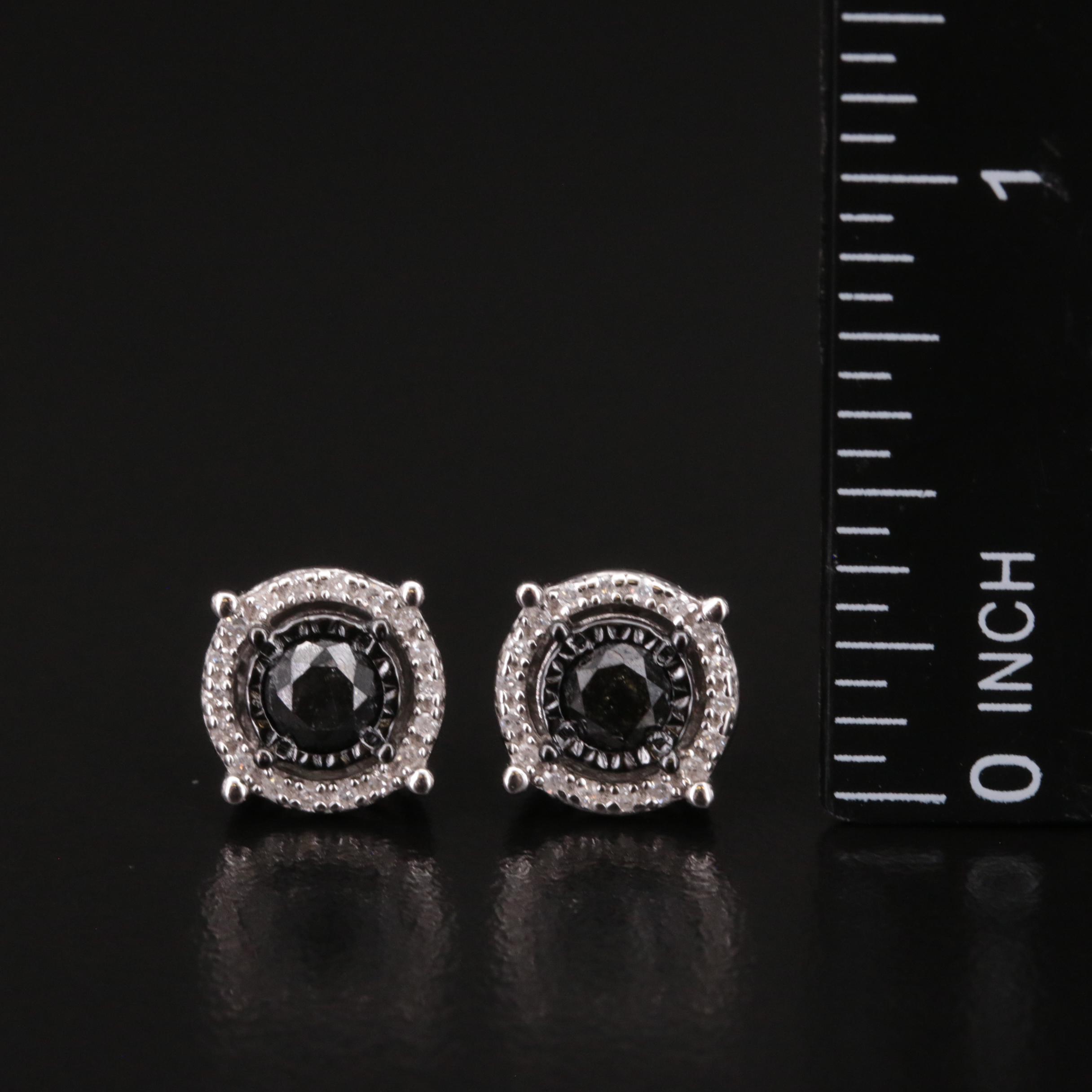 Sterling Diamond Stud Earrings