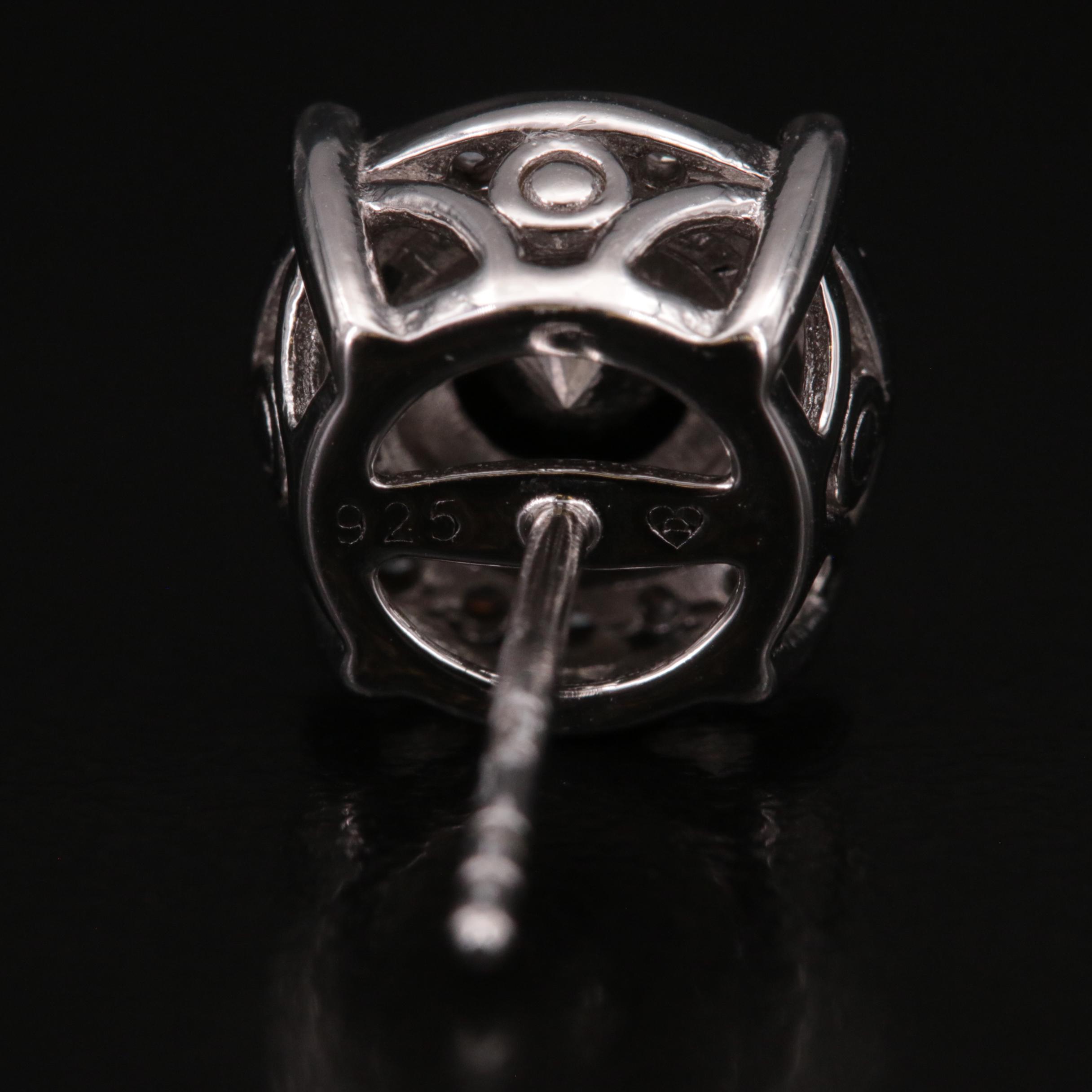 Sterling Diamond Stud Earrings