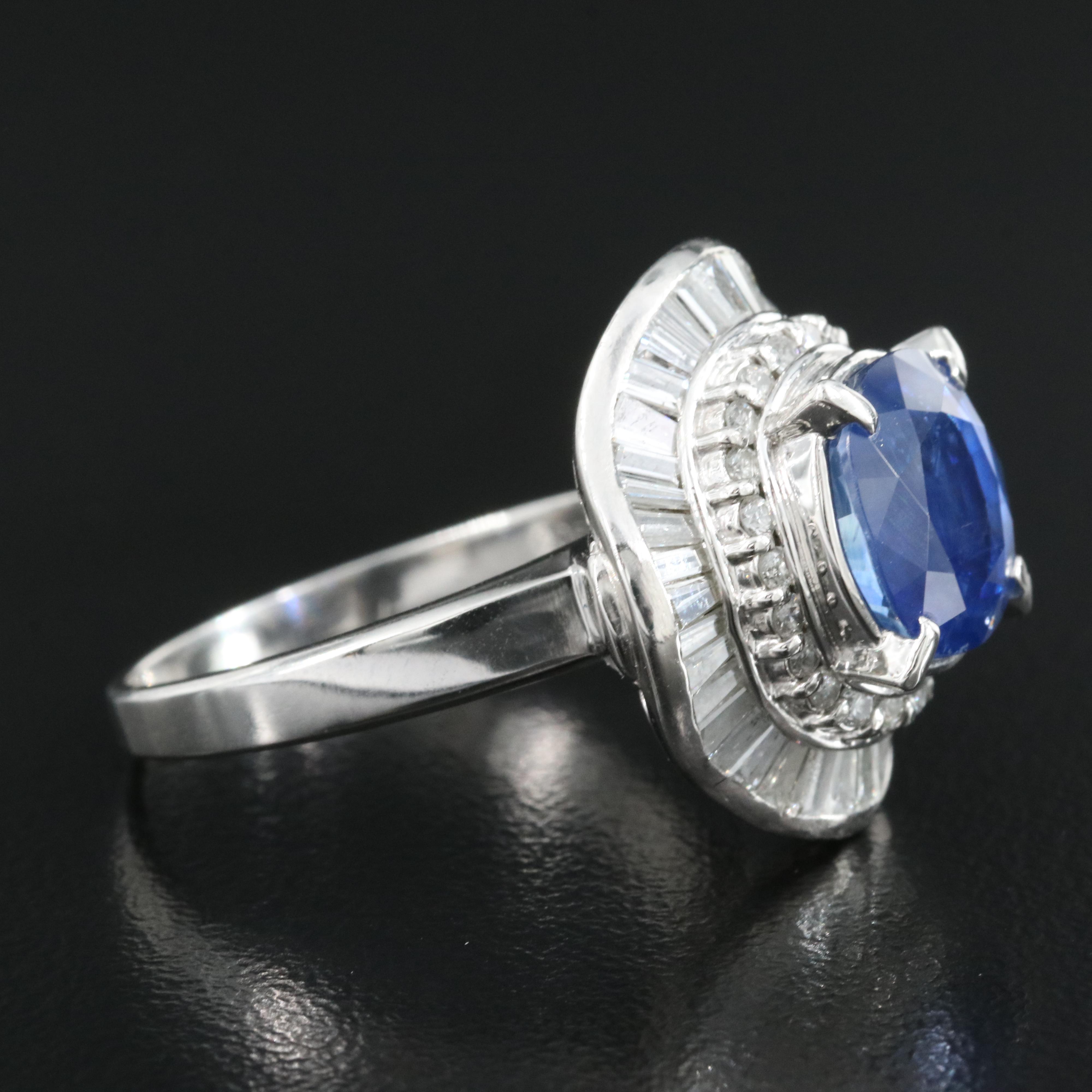 Platinum Ceylon 5.16 CT Sapphire and 1.48 CTW Diamond Ring with GIA Report