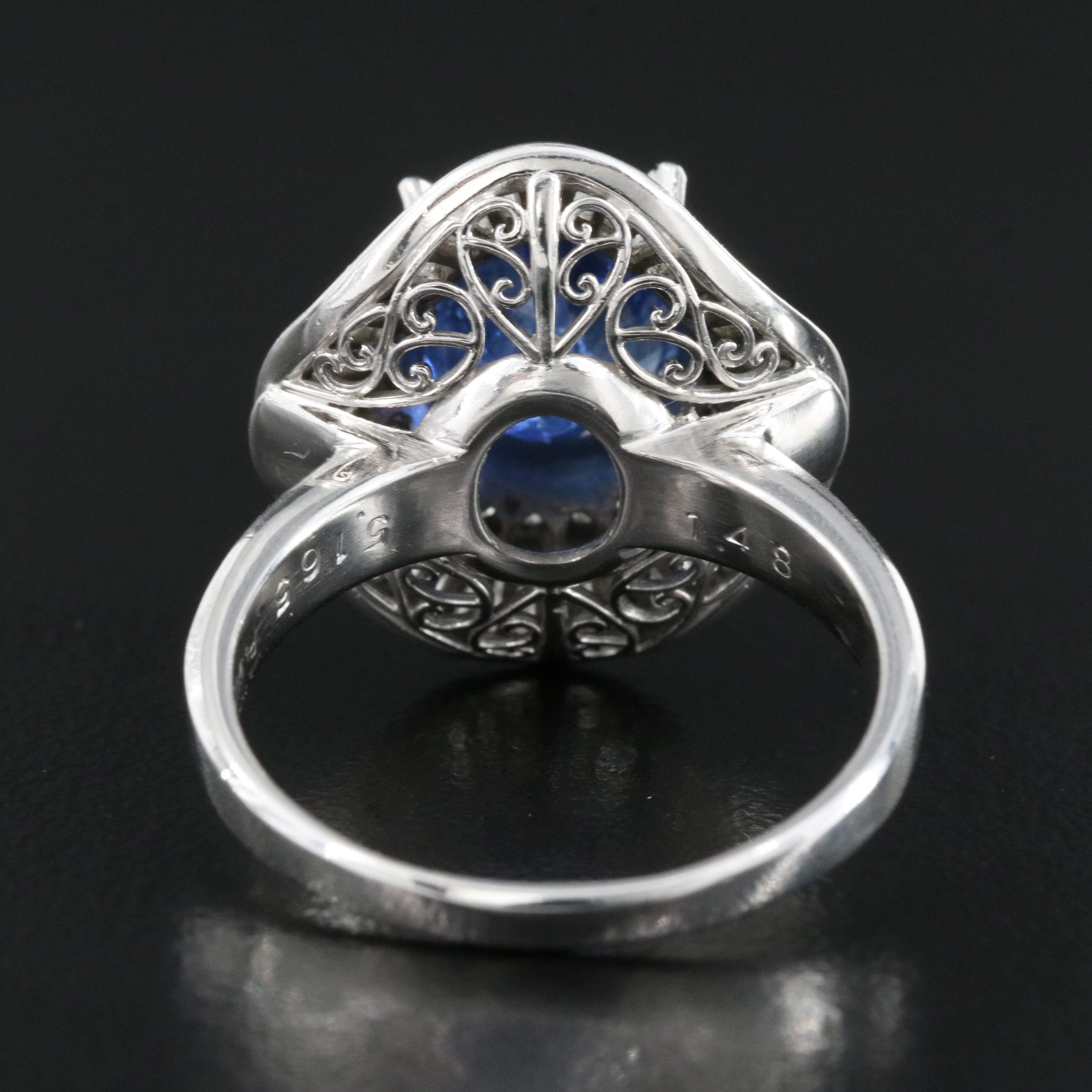 Platinum Ceylon 5.16 CT Sapphire and 1.48 CTW Diamond Ring with GIA Report