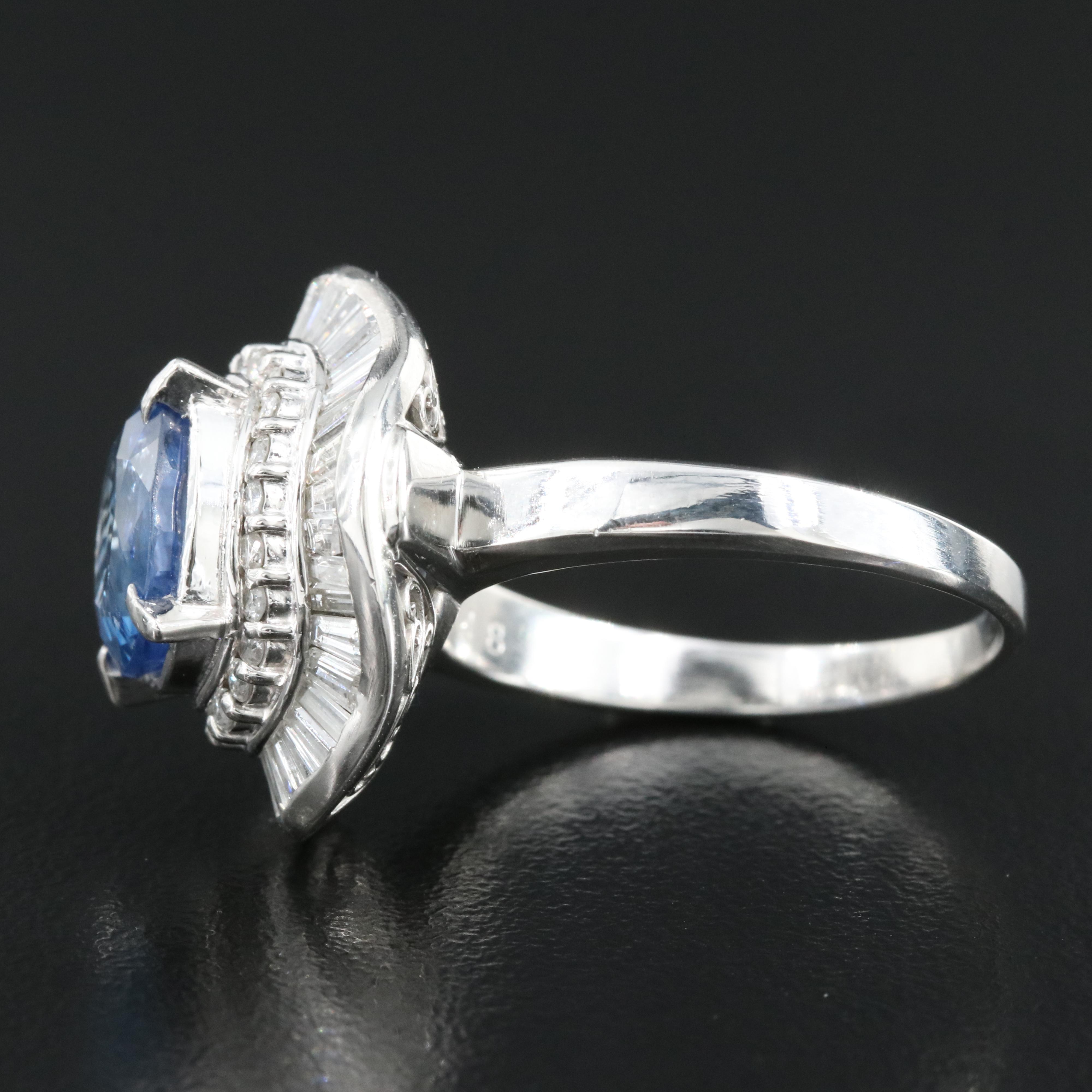 Platinum Ceylon 5.16 CT Sapphire and 1.48 CTW Diamond Ring with GIA Report