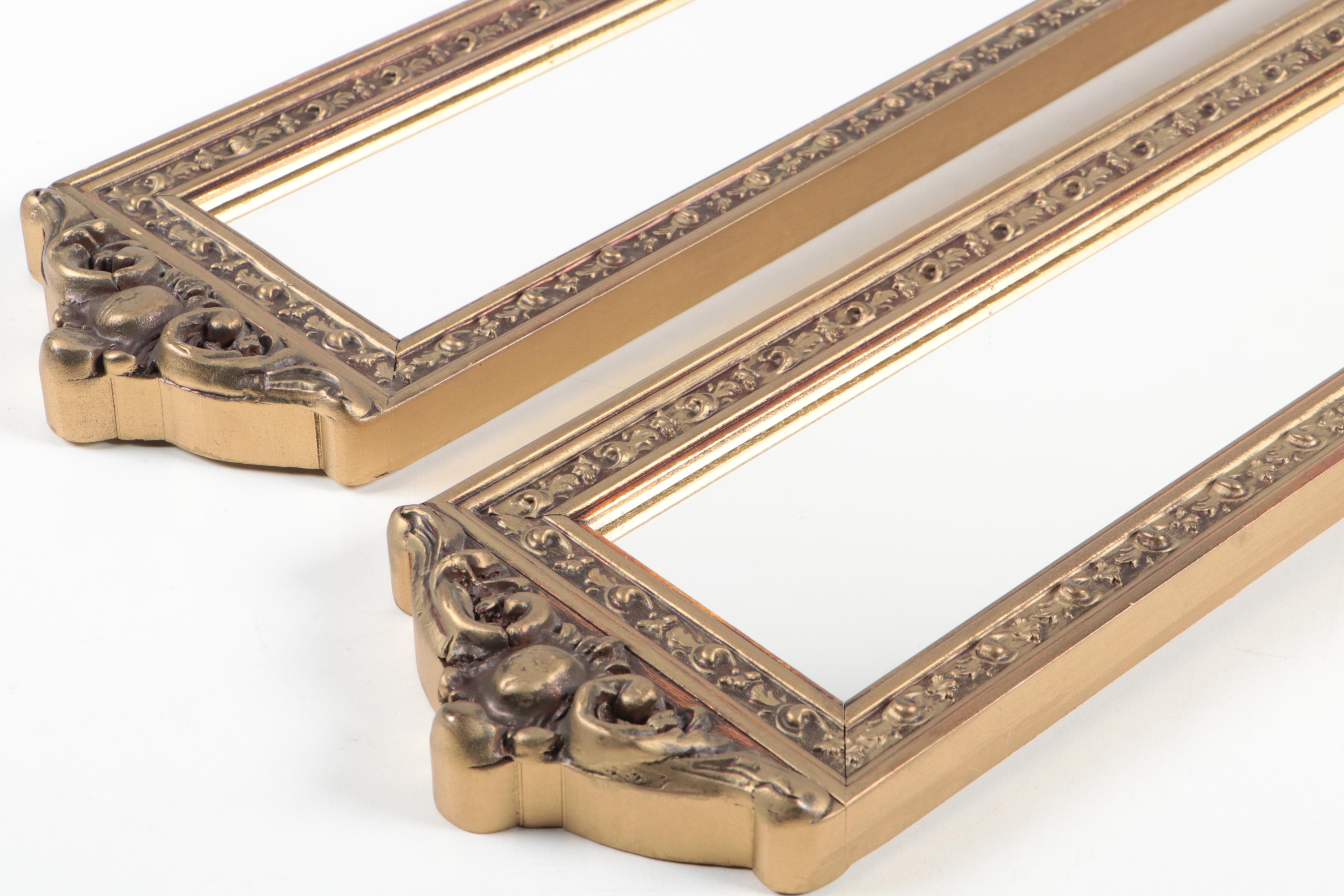 Baroque Style Mirrors with Gold Finish and Other Clam Shell Wall Shelf