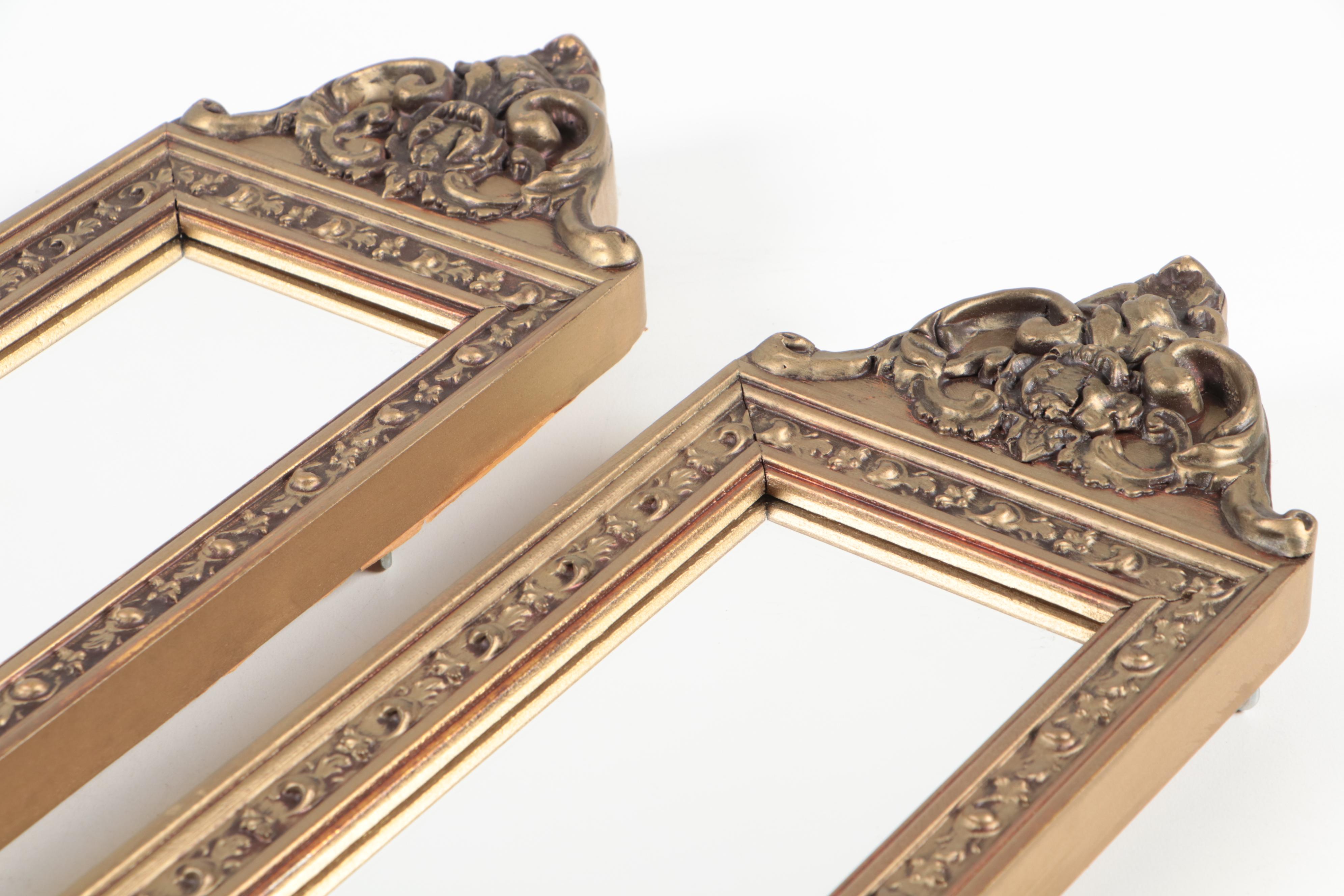 Baroque Style Mirrors with Gold Finish and Other Clam Shell Wall Shelf