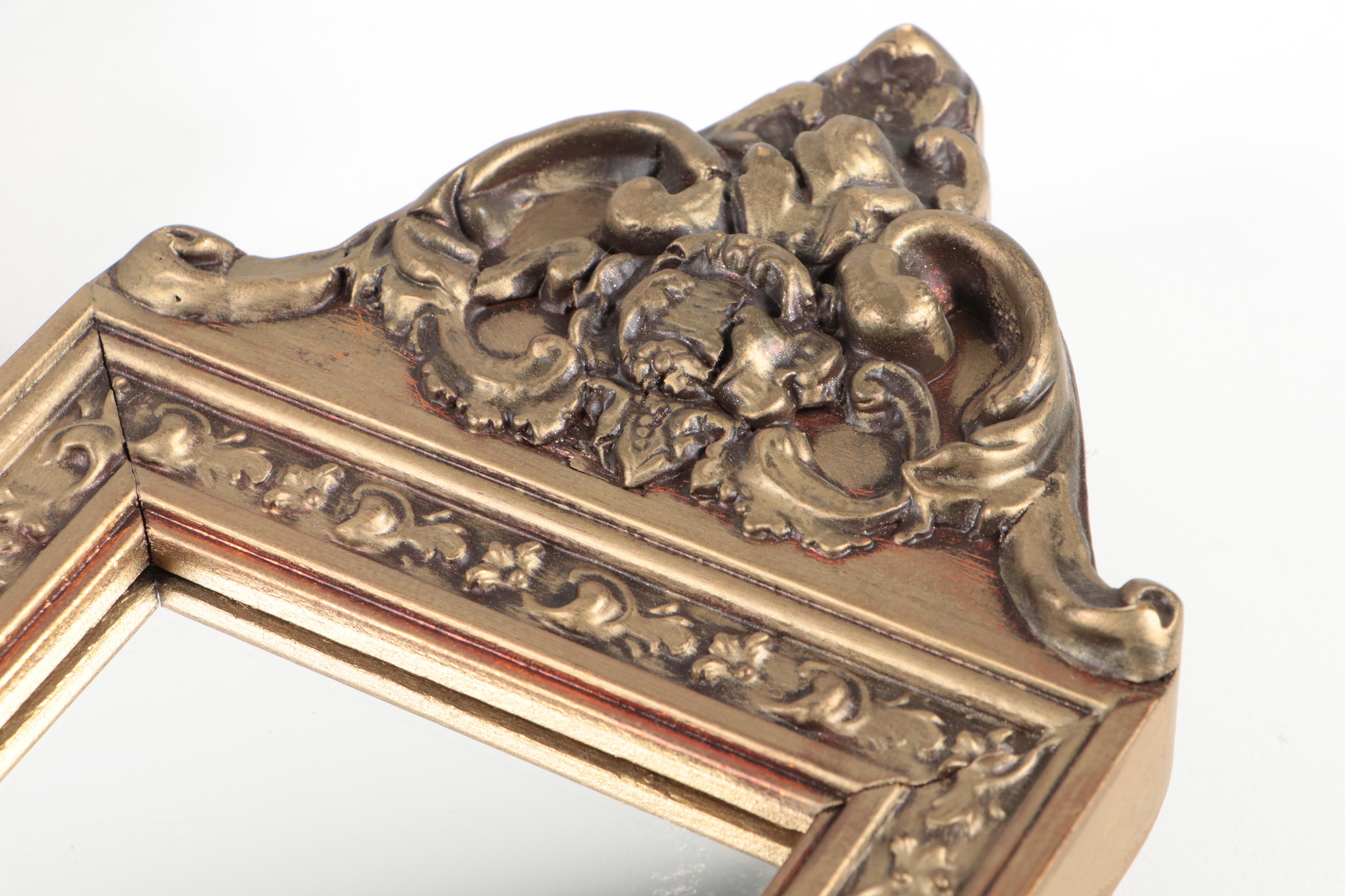 Baroque Style Mirrors with Gold Finish and Other Clam Shell Wall Shelf
