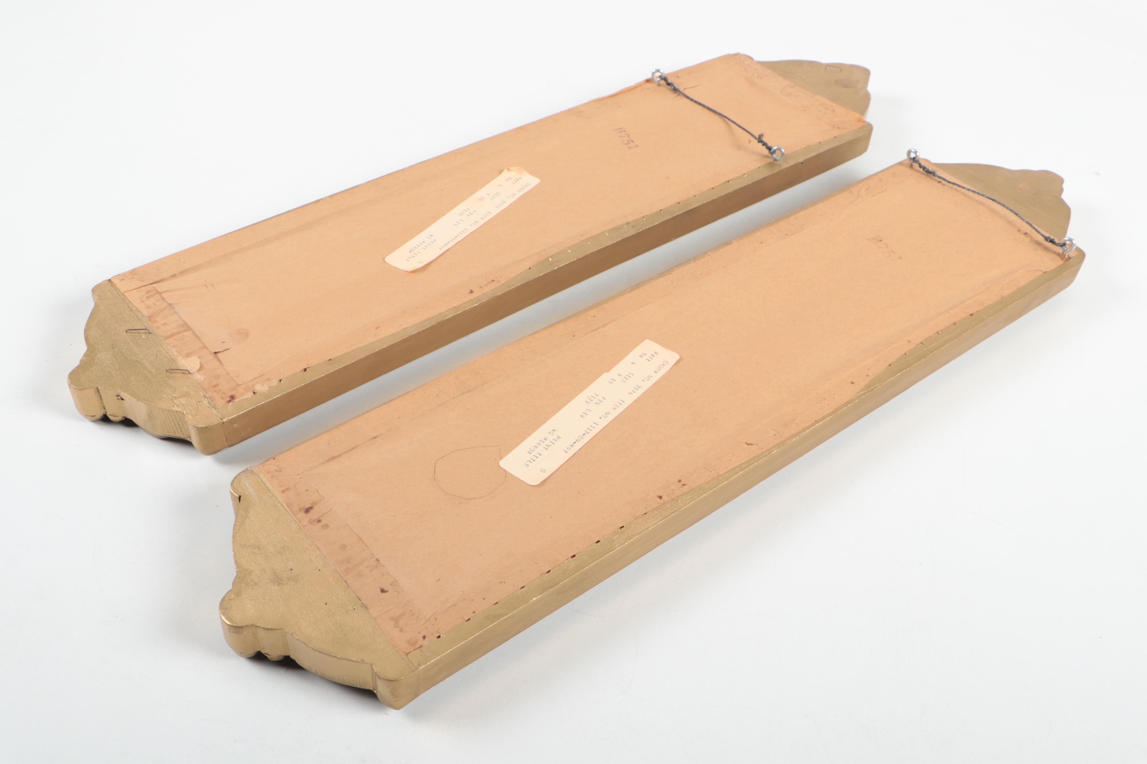 Baroque Style Mirrors with Gold Finish and Other Clam Shell Wall Shelf