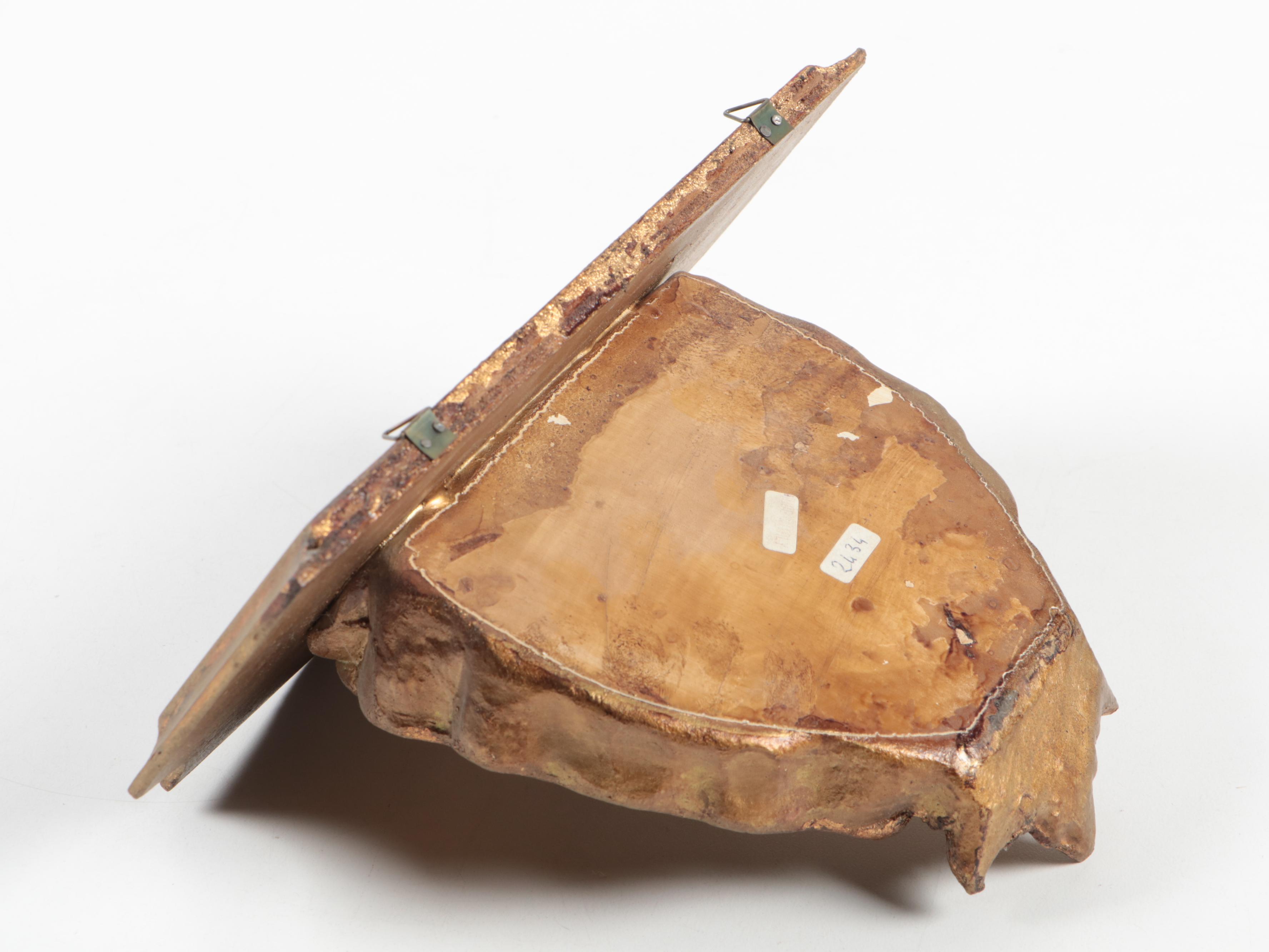 Baroque Style Mirrors with Gold Finish and Other Clam Shell Wall Shelf