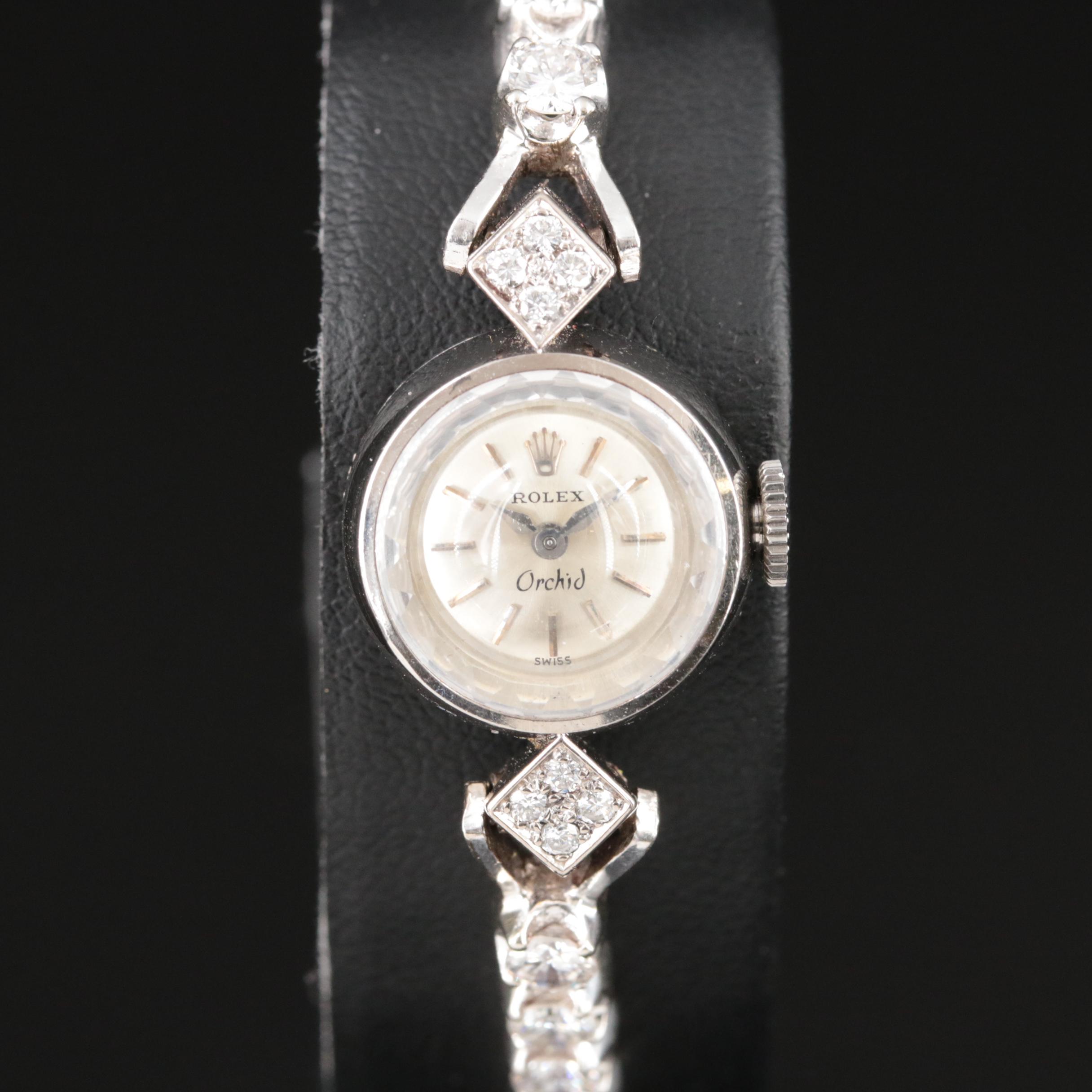 Vintage Rolex 18K Orchid Watch with 14K 3.62 CTW Diamond Bracelet