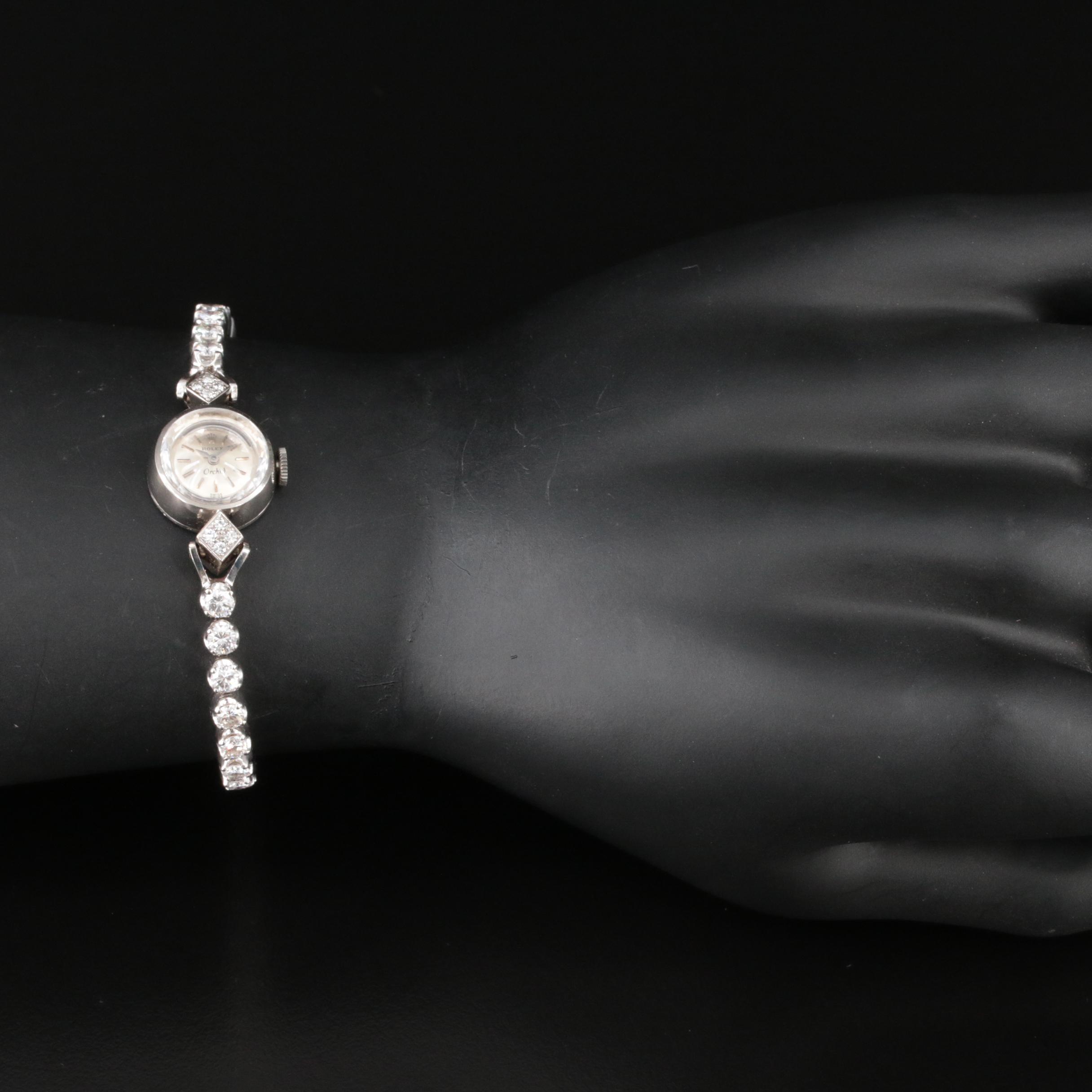 Vintage Rolex 18K Orchid Watch with 14K 3.62 CTW Diamond Bracelet