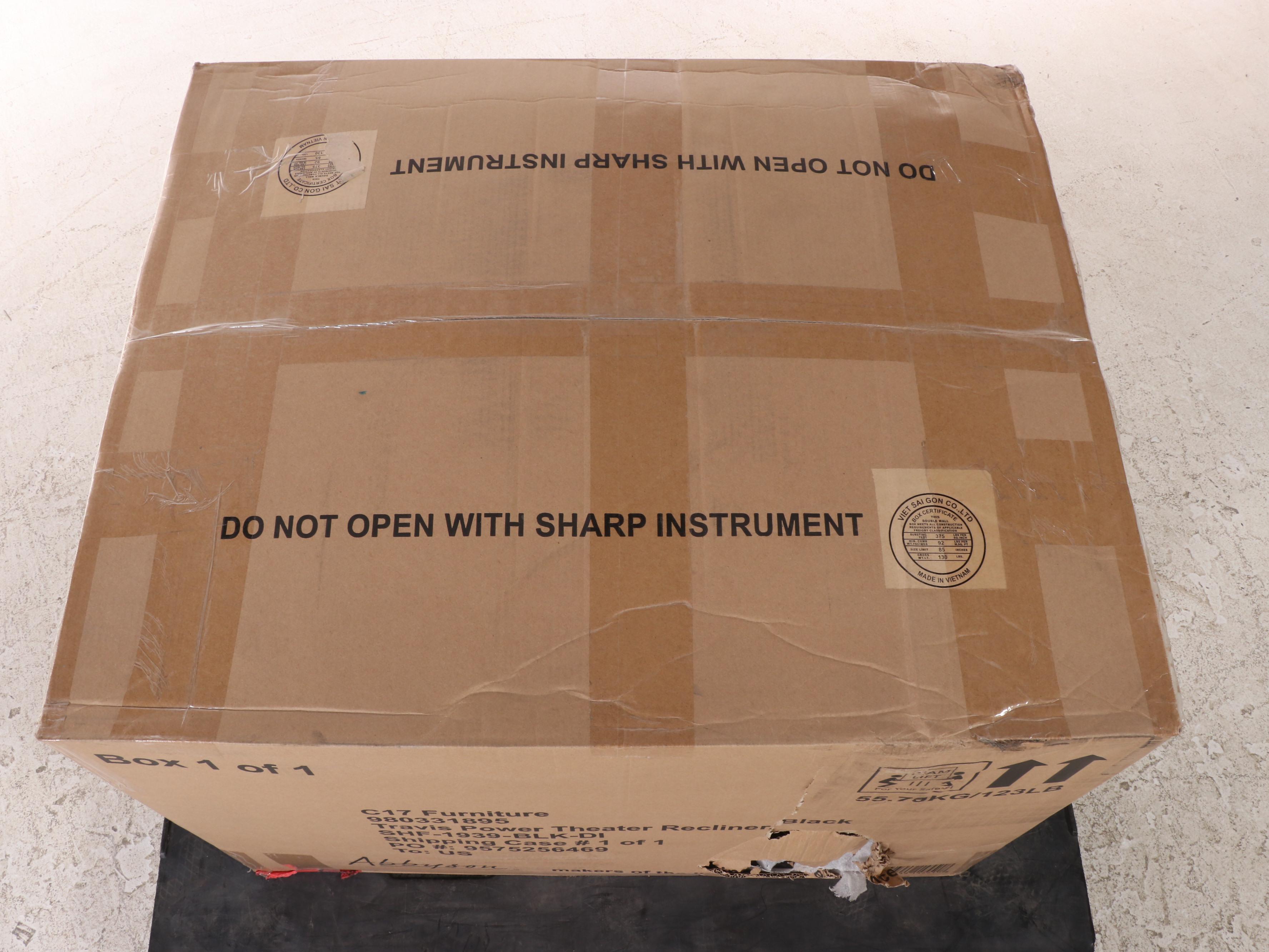 Abbyson Living Travis Power Theater Recliner with Table in Black