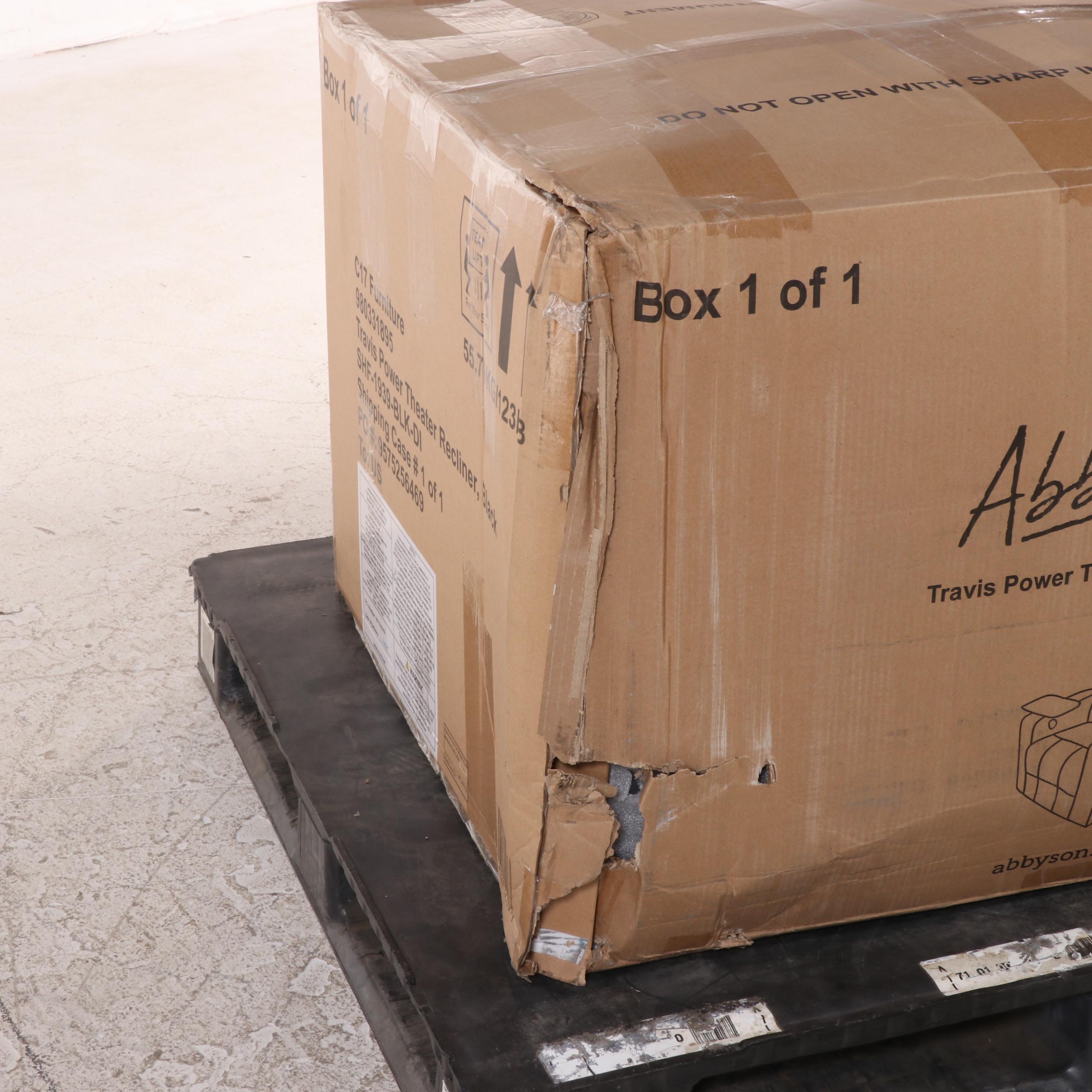 Abbyson Living Travis Power Theater Recliner with Table in Black